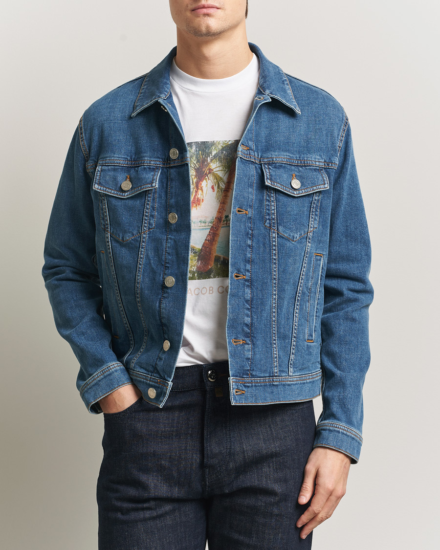 Mies | Takit | Jacob Cohën | Denim Trucker Jacket Mid Blue
