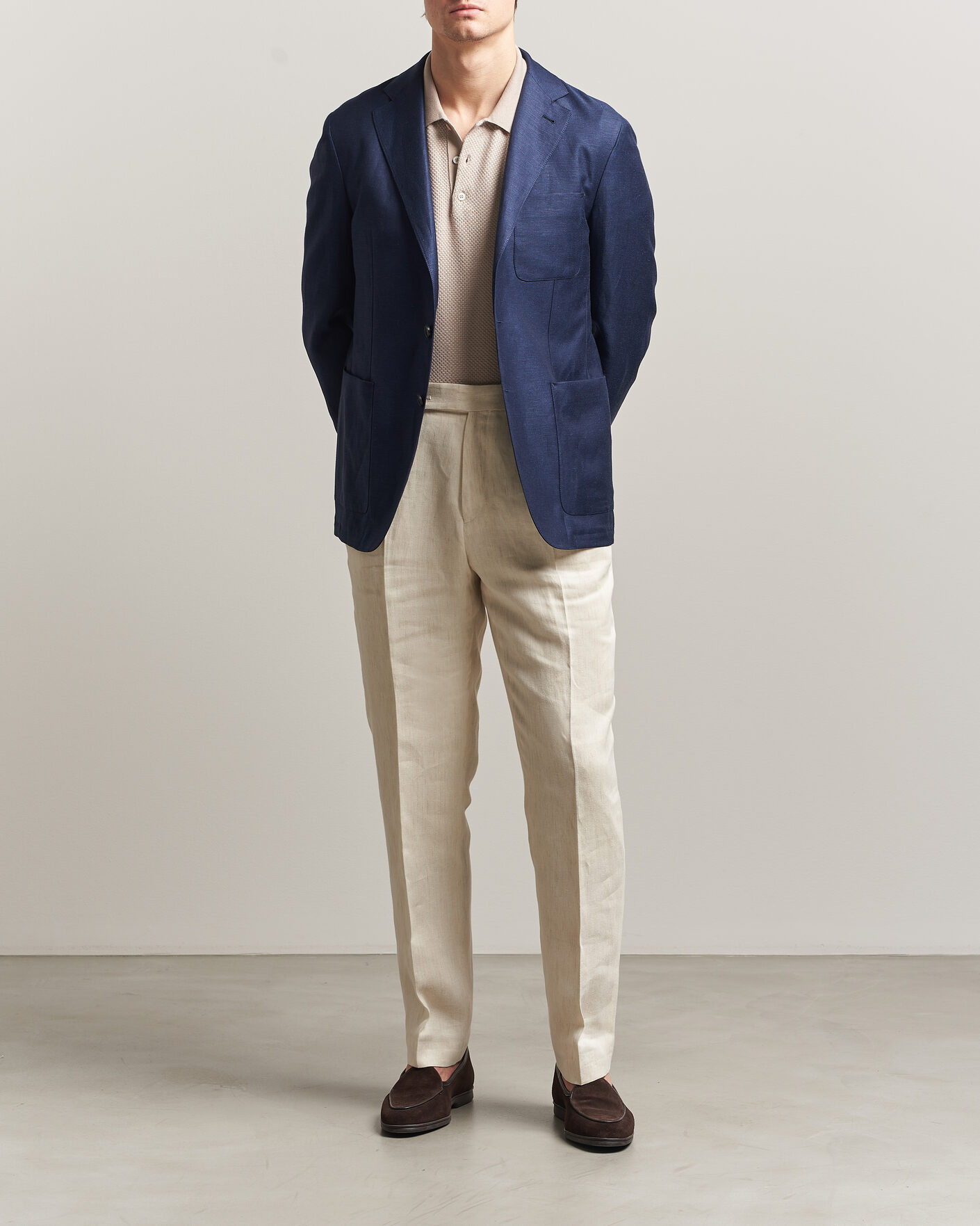 Mies | Pikkutakit | Canali | Unconstructed Wool/Linen Blazer Dark Blue