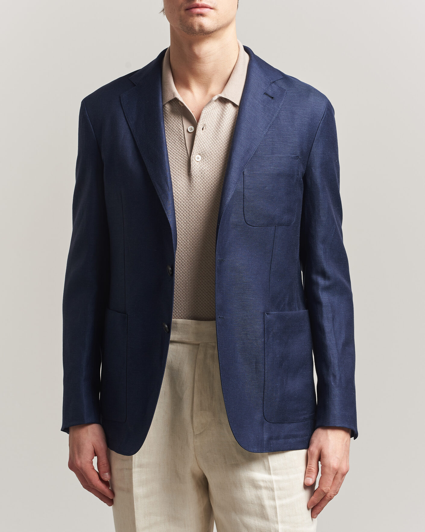 Mies | Pikkutakit | Canali | Unconstructed Wool/Linen Blazer Dark Blue