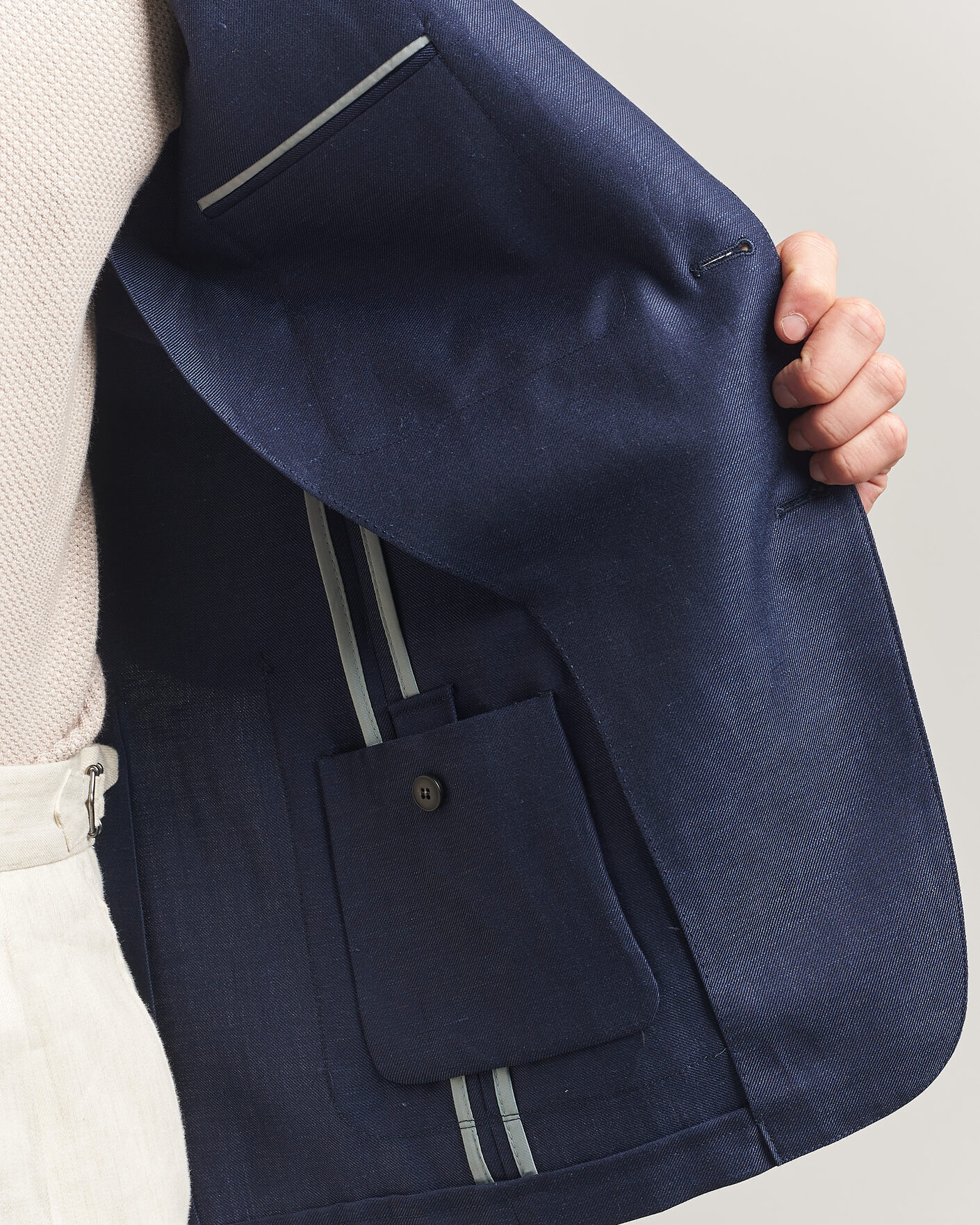 Mies | Pikkutakit | Canali | Unconstructed Wool/Linen Blazer Dark Blue