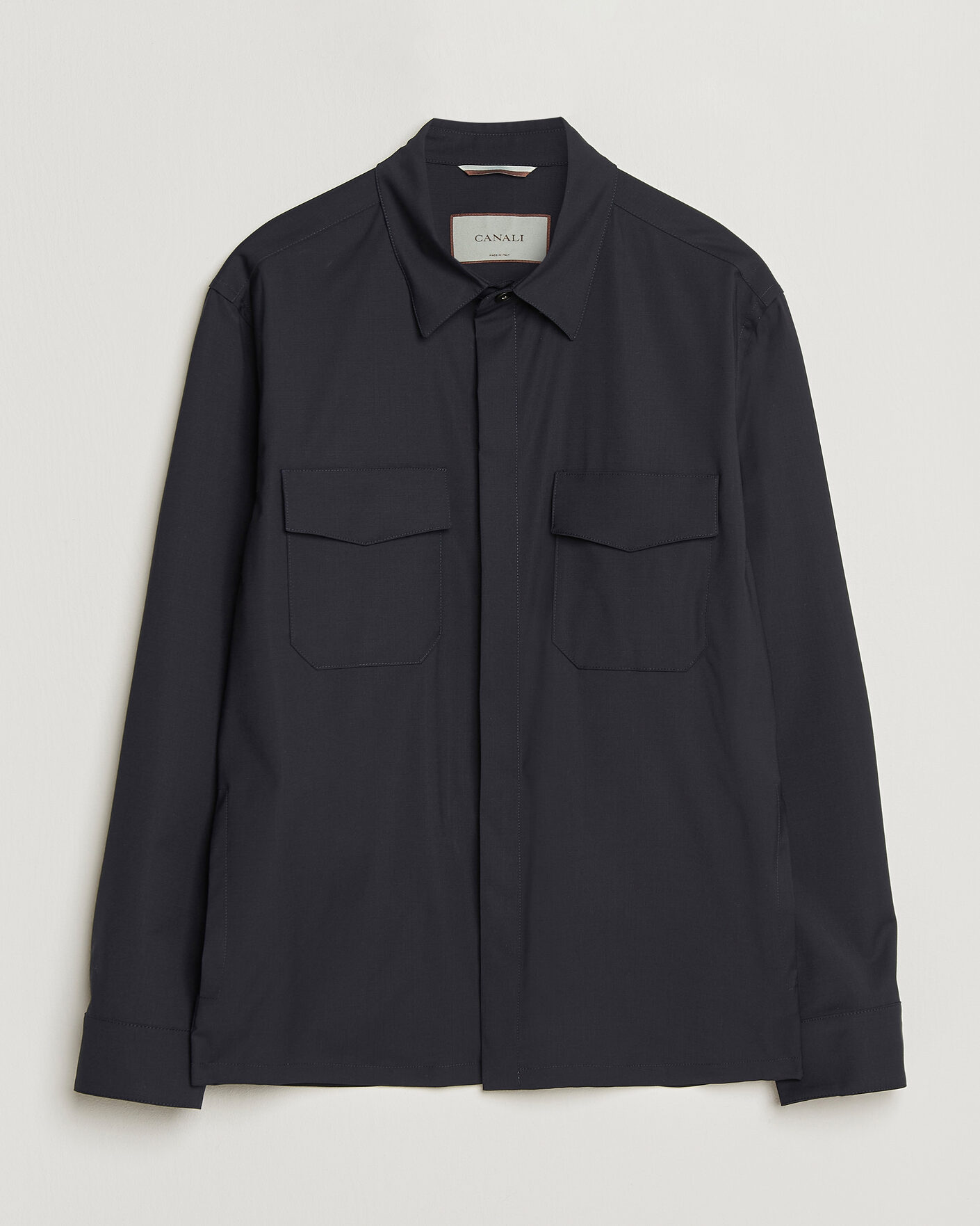 Mies | Kauluspaidat | Canali | Travel Wool Overshirt Navy