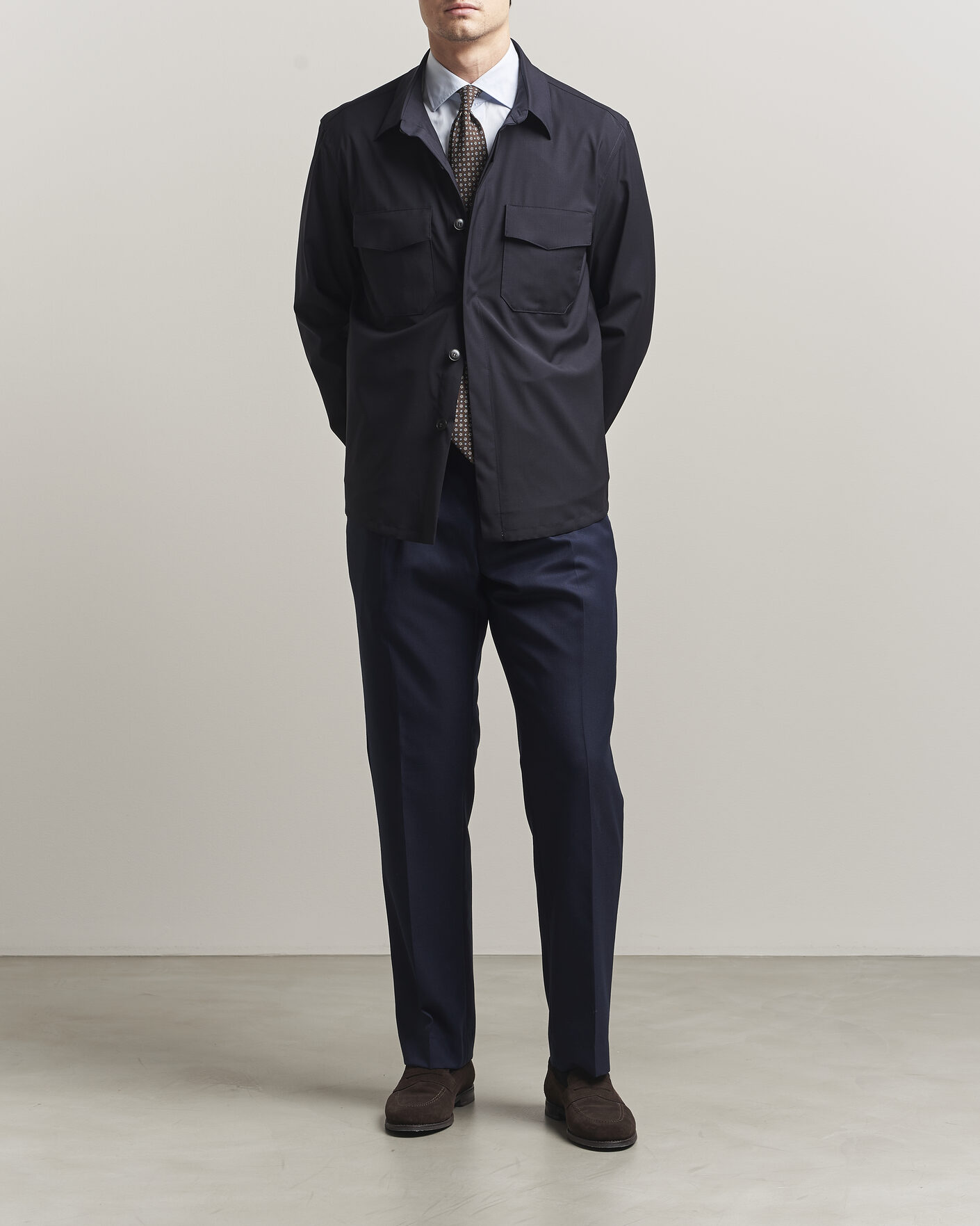 Mies | Kauluspaidat | Canali | Travel Wool Overshirt Navy