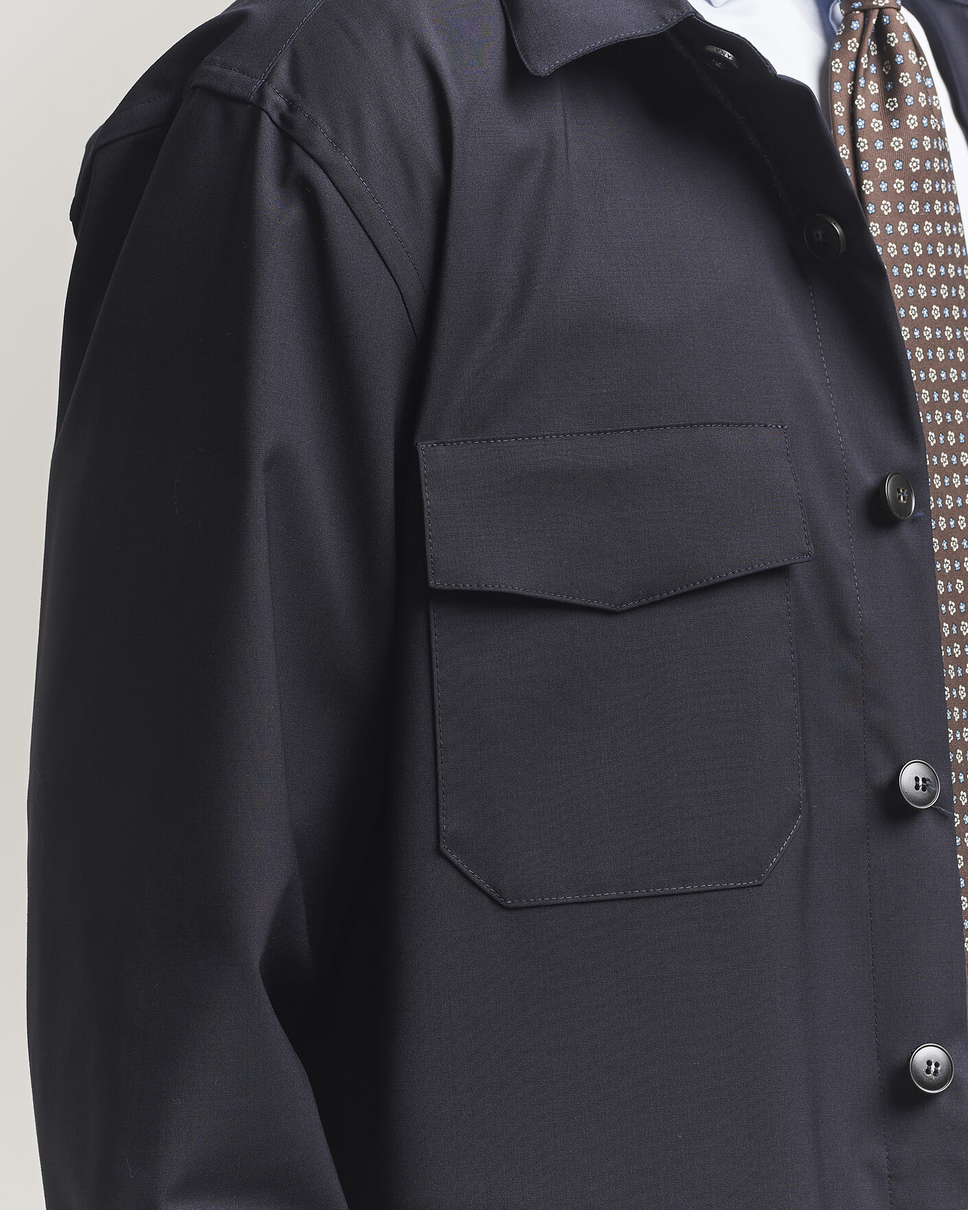 Mies | Kauluspaidat | Canali | Travel Wool Overshirt Navy