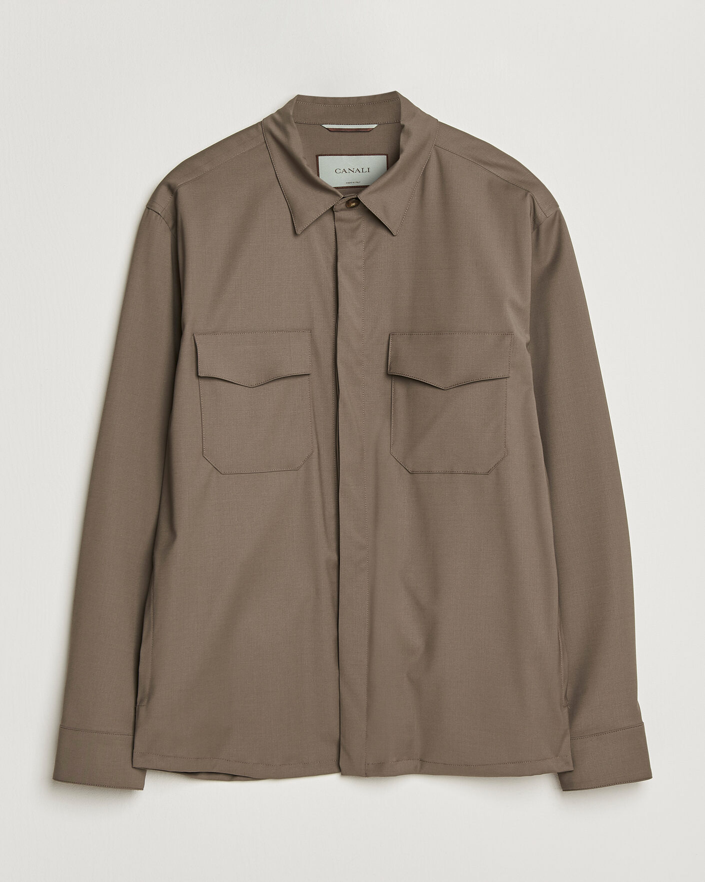 Mies | Kauluspaidat | Canali | Travel Wool Overshirt Brown