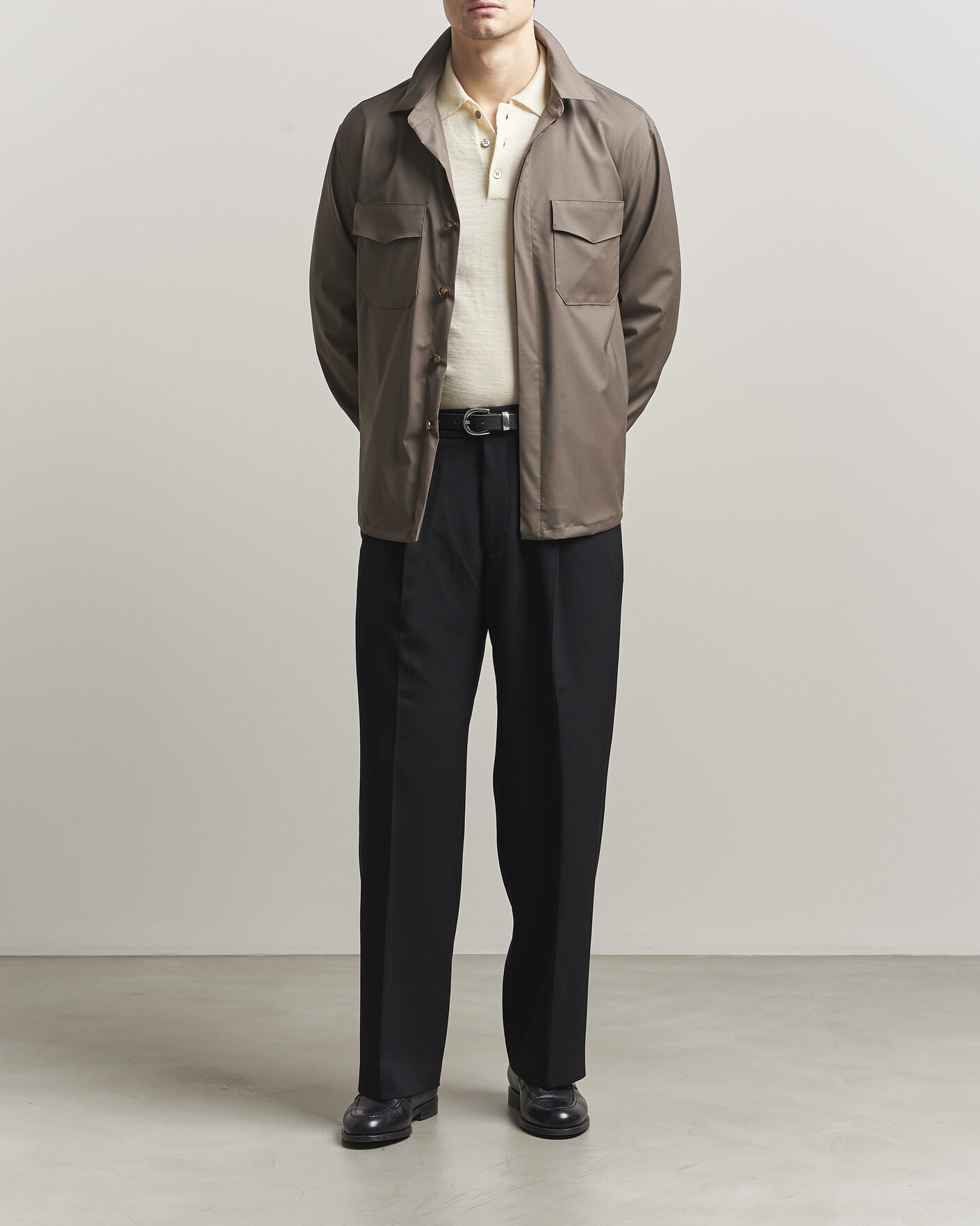 Mies | Kauluspaidat | Canali | Travel Wool Overshirt Brown