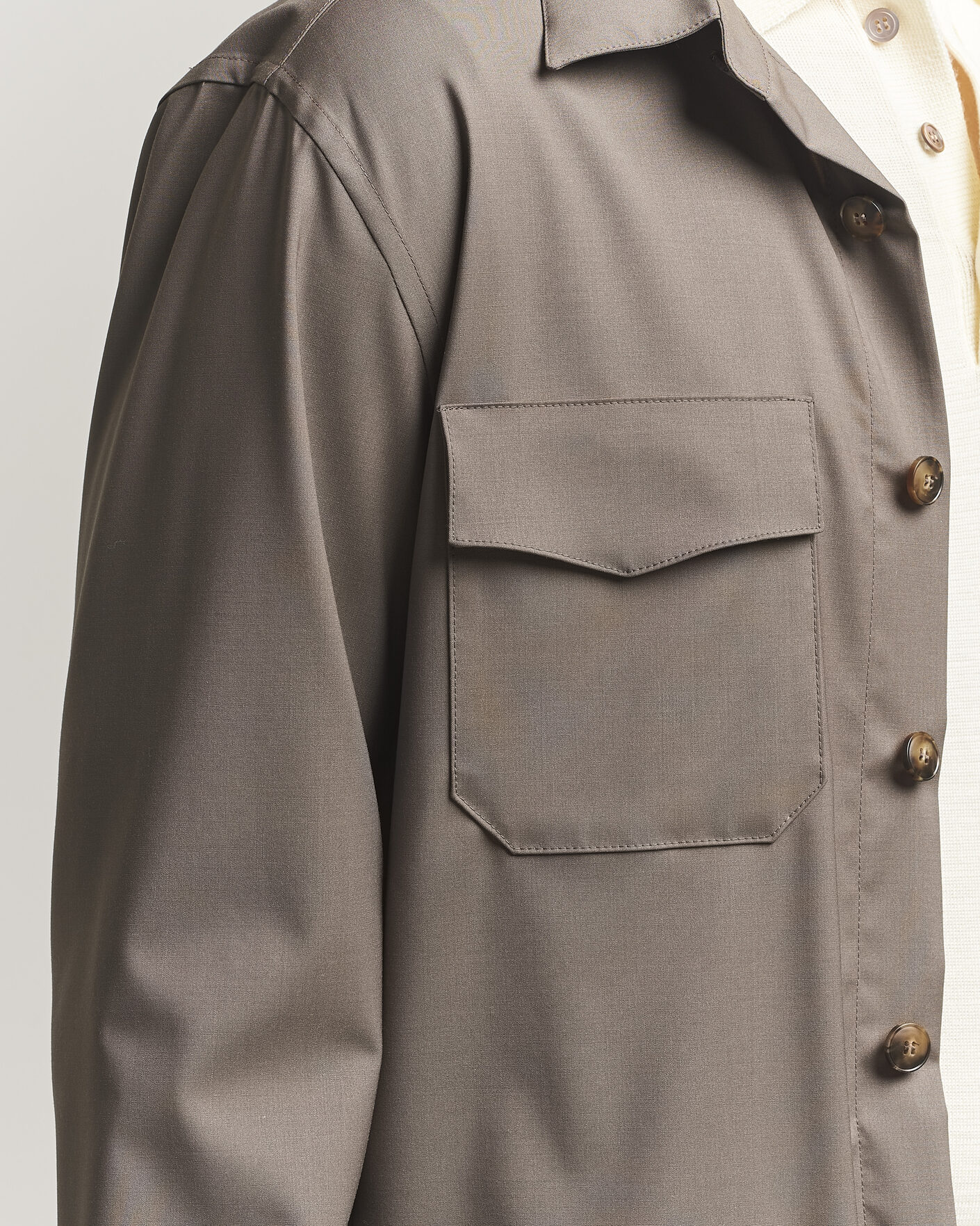 Mies | Kauluspaidat | Canali | Travel Wool Overshirt Brown