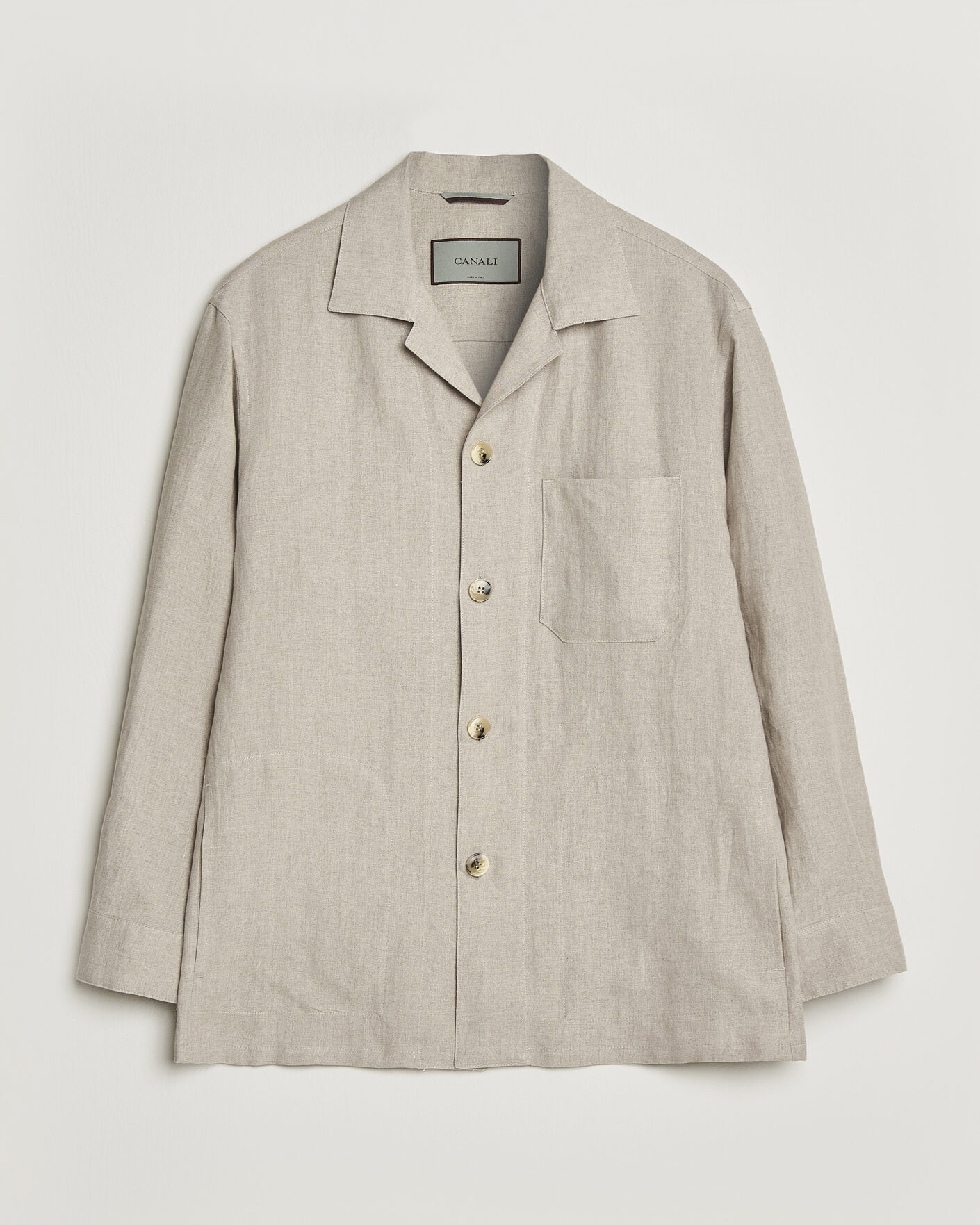 Mies | Kauluspaidat | Canali | Linen Shirt Jacket Beige