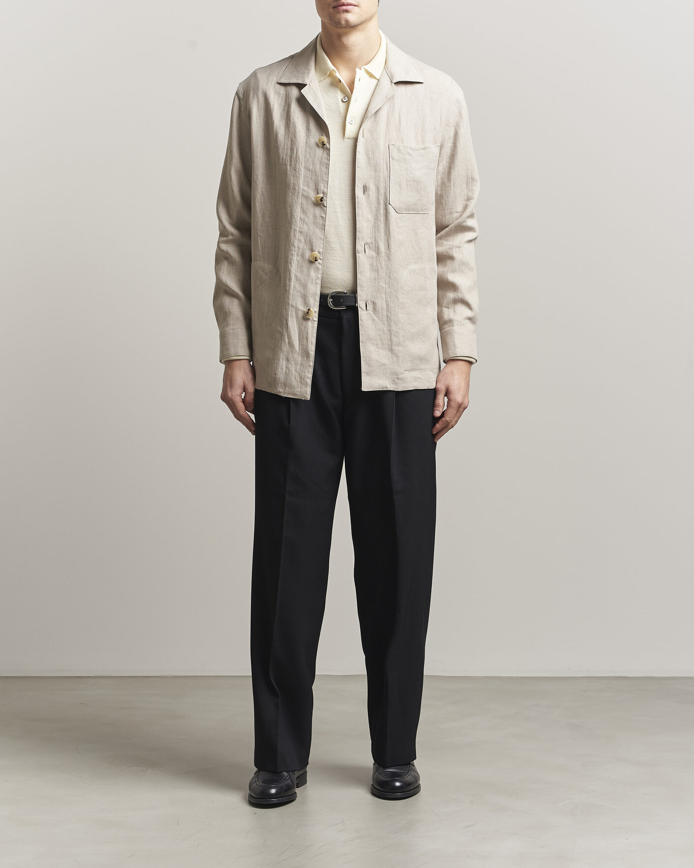 Mies | Kauluspaidat | Canali | Linen Shirt Jacket Beige