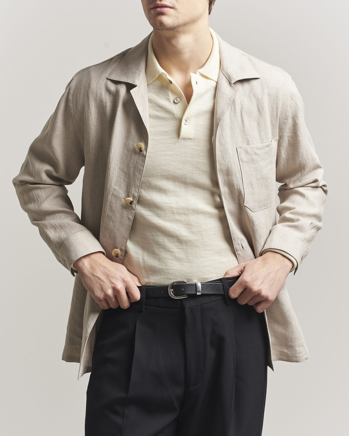 Mies | Kauluspaidat | Canali | Linen Shirt Jacket Beige