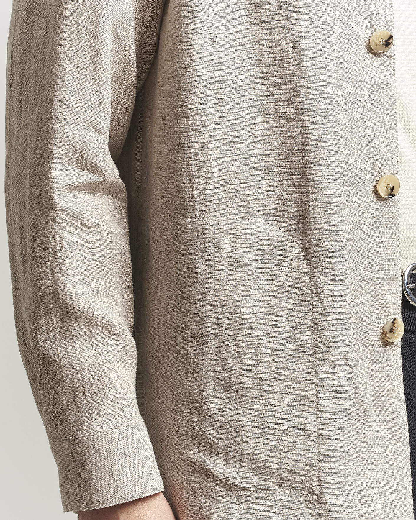 Mies | Kauluspaidat | Canali | Linen Shirt Jacket Beige