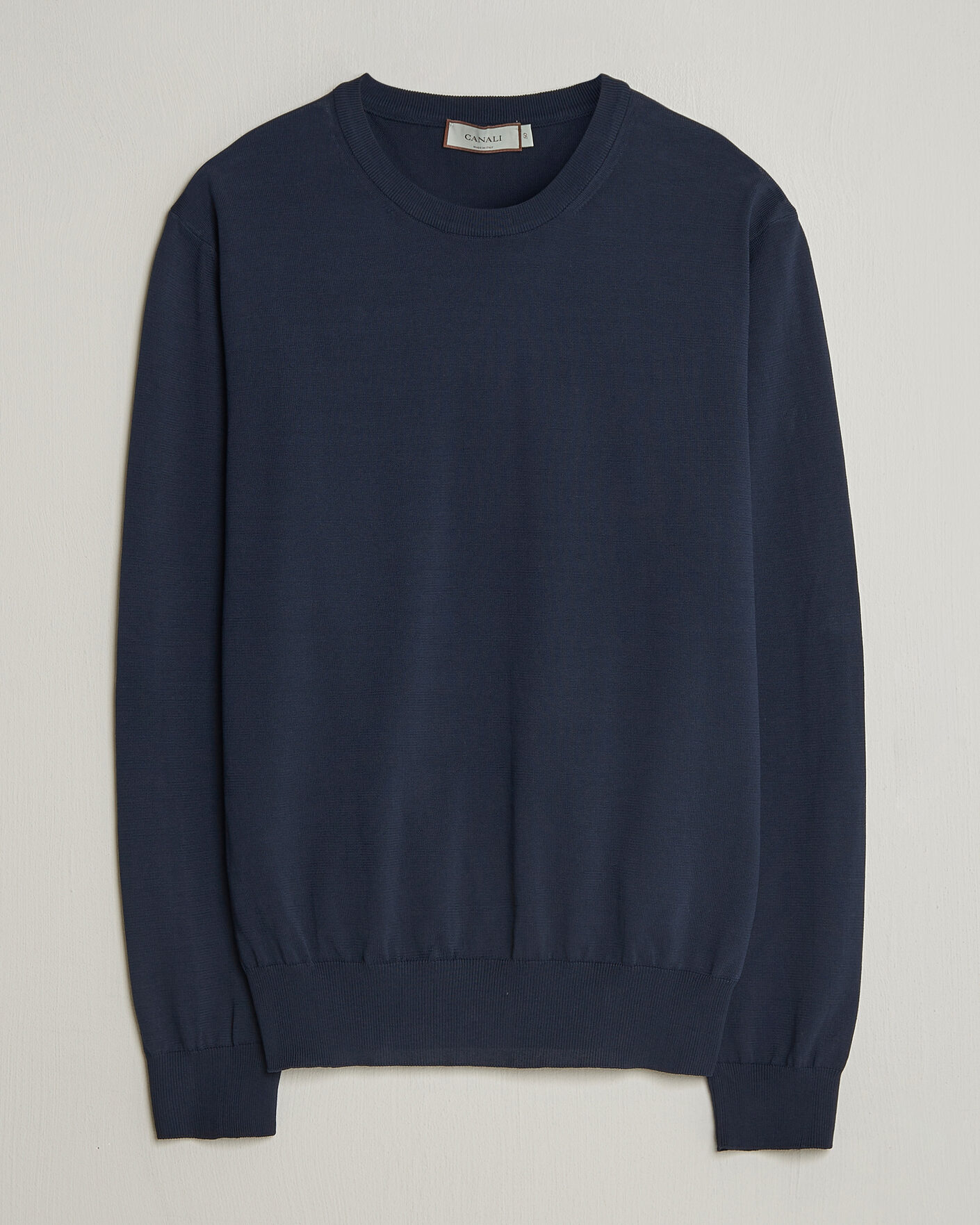 Mies | Puserot | Canali | Cotton Crew Neck Pullover Navy