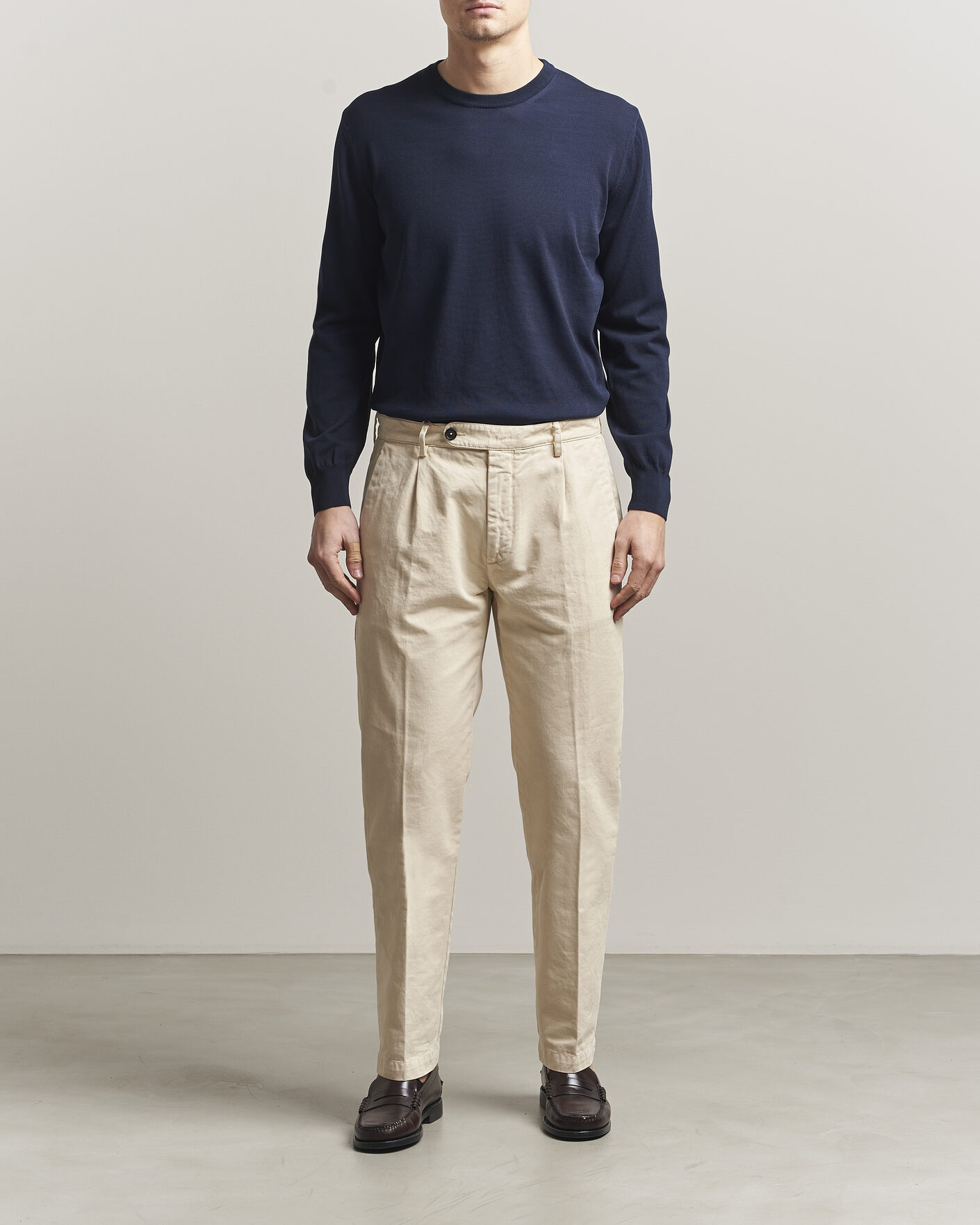 Mies | Puserot | Canali | Cotton Crew Neck Pullover Navy