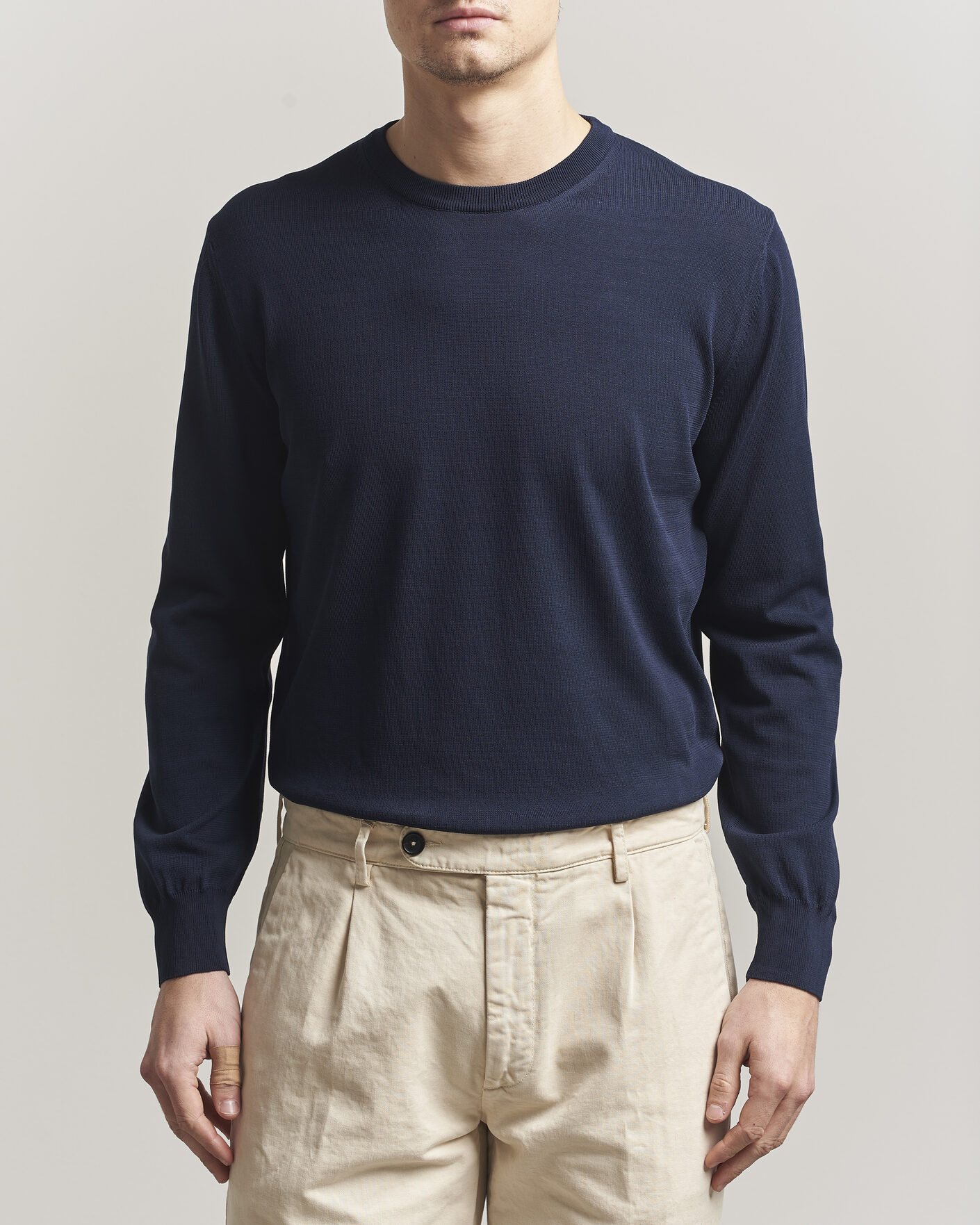 Mies | Puserot | Canali | Cotton Crew Neck Pullover Navy