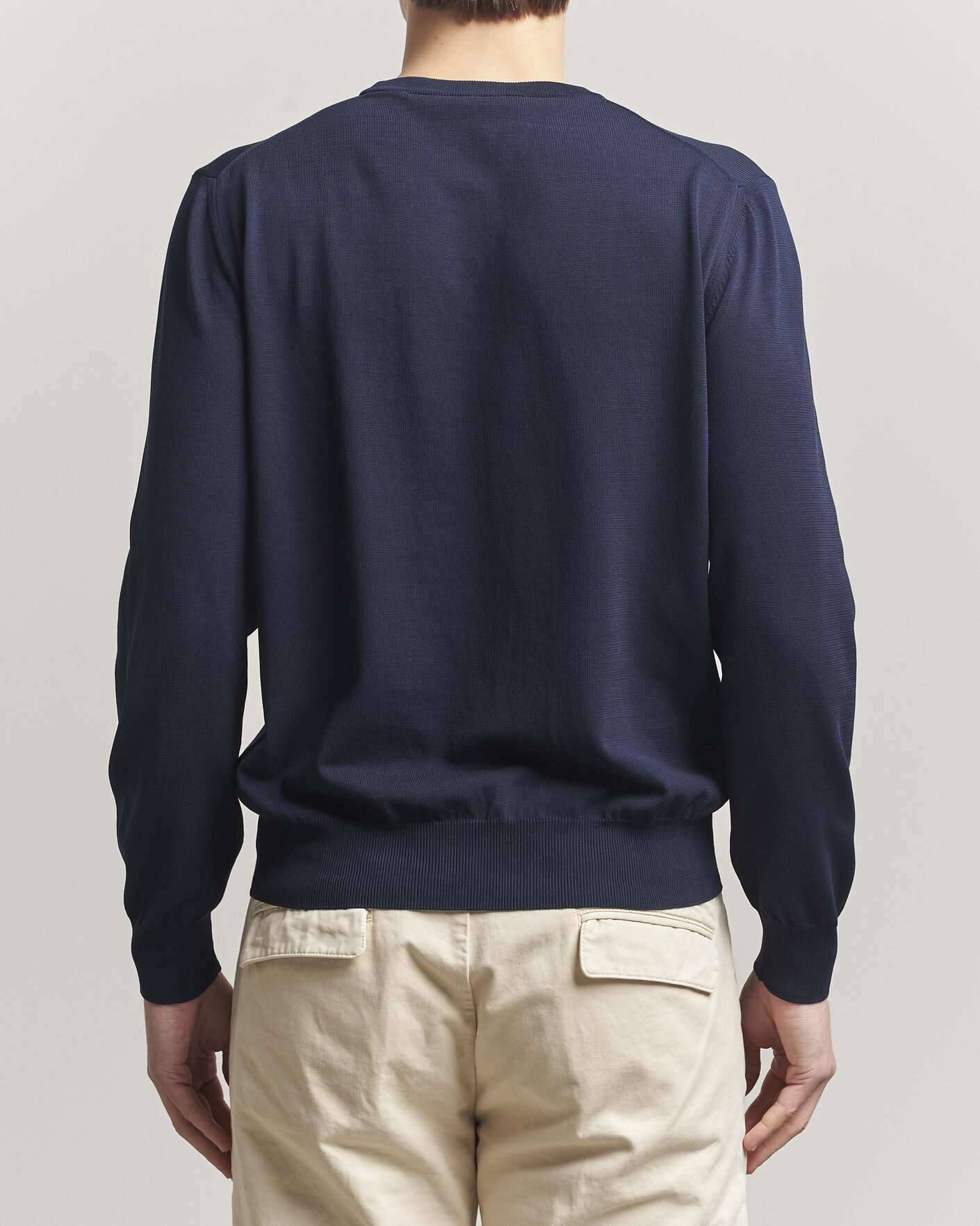Mies | Puserot | Canali | Cotton Crew Neck Pullover Navy