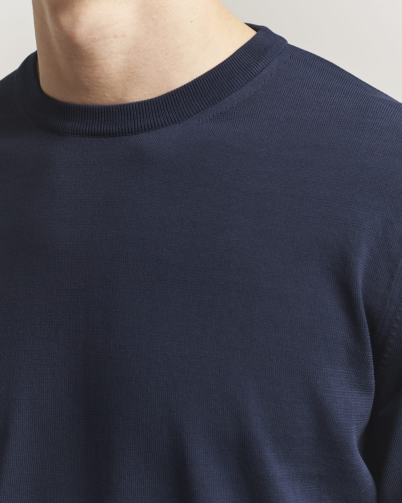 Mies | Puserot | Canali | Cotton Crew Neck Pullover Navy