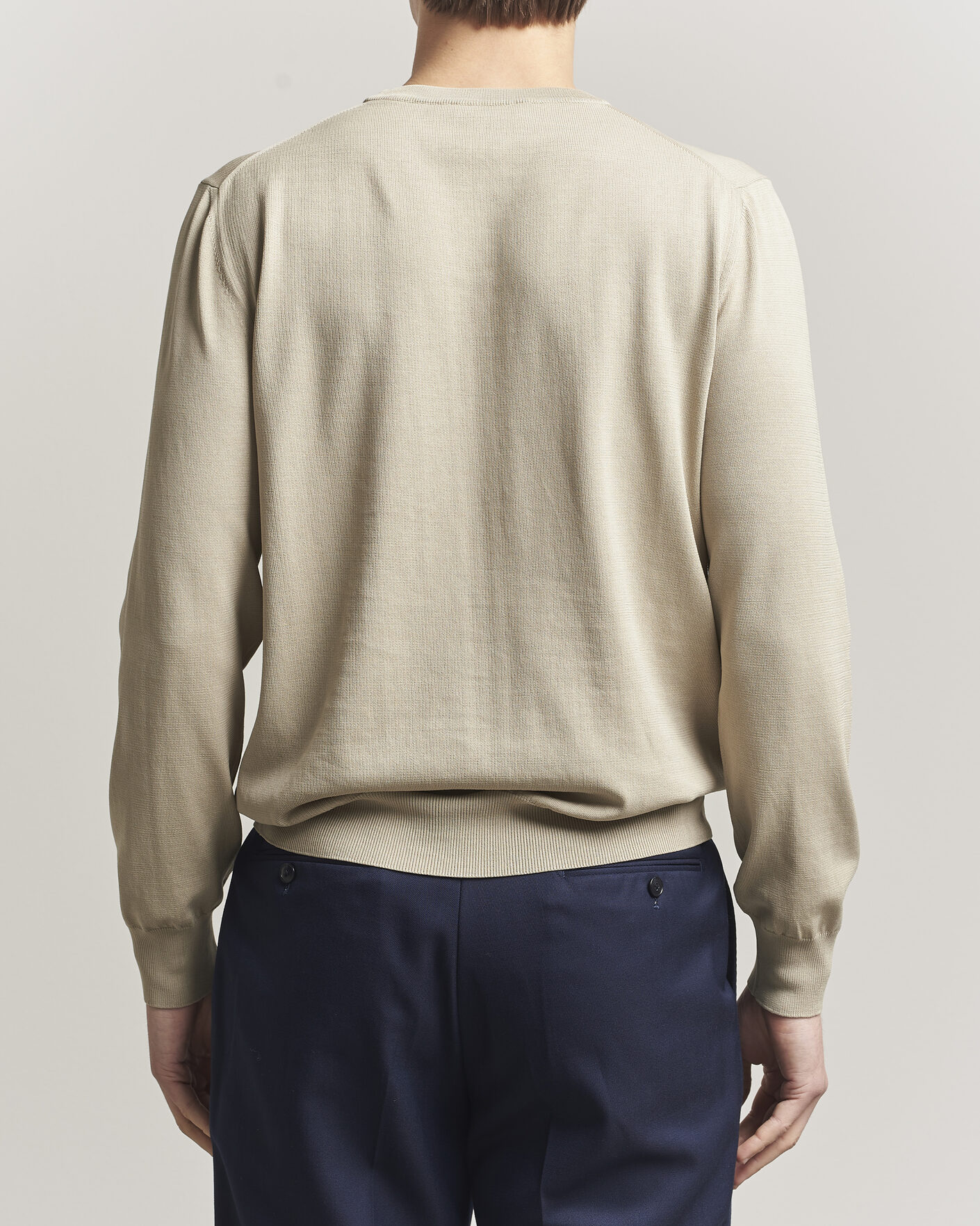 Mies | Puserot | Canali | Cotton Crew Neck Pullover Beige