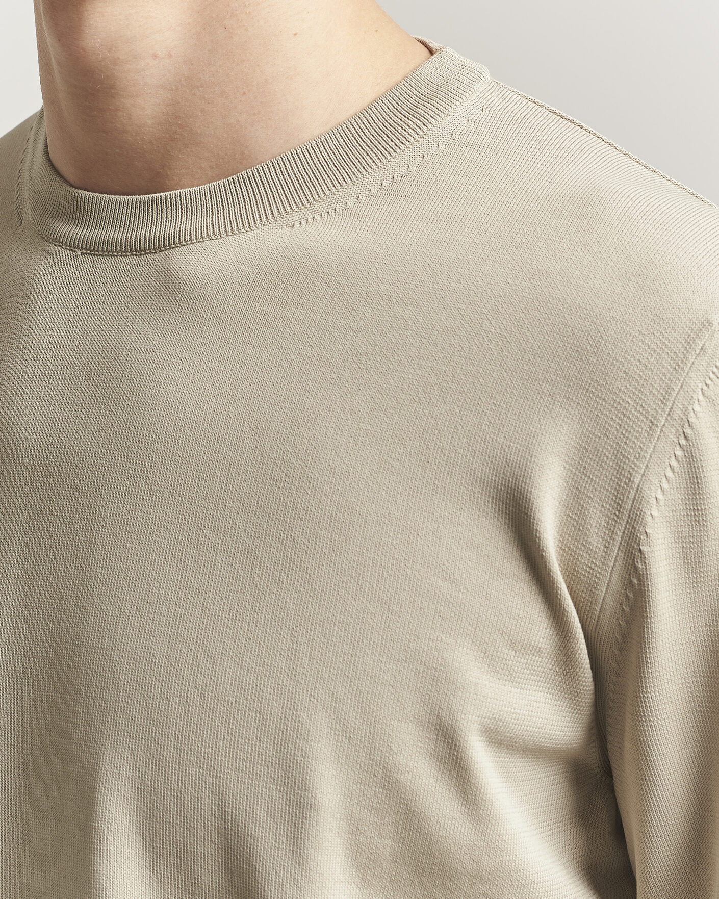 Mies | Puserot | Canali | Cotton Crew Neck Pullover Beige