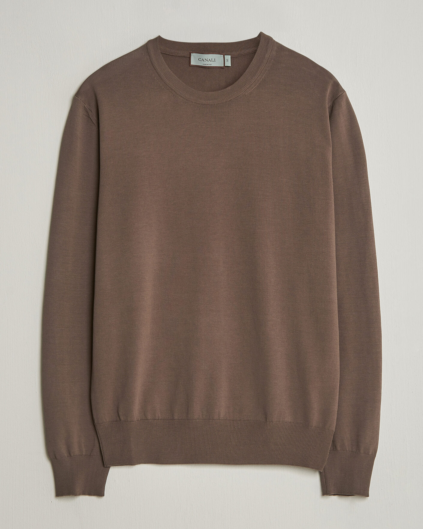 Mies | Puserot | Canali | Cotton Crew Neck Pullover Brown