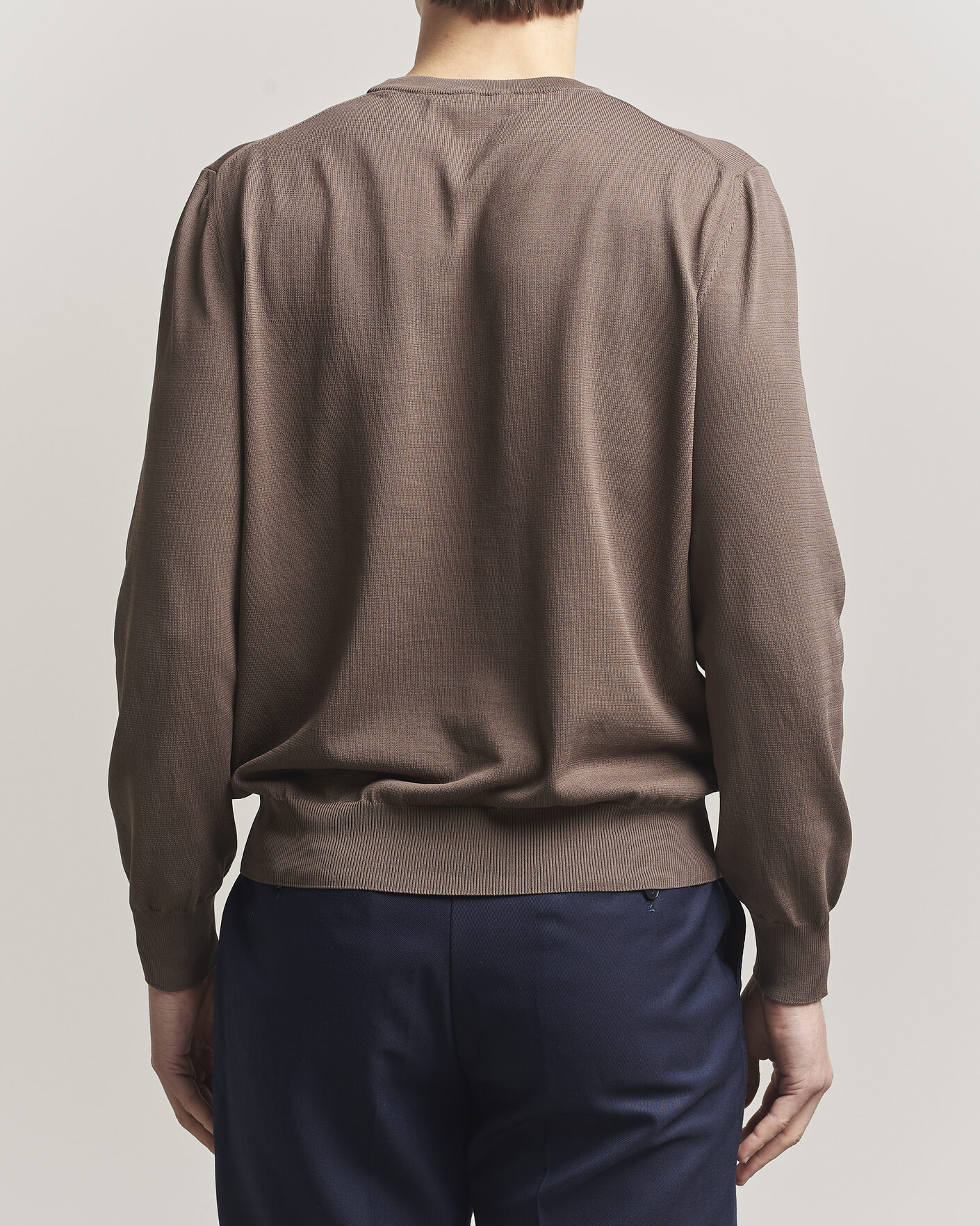 Mies | Puserot | Canali | Cotton Crew Neck Pullover Brown