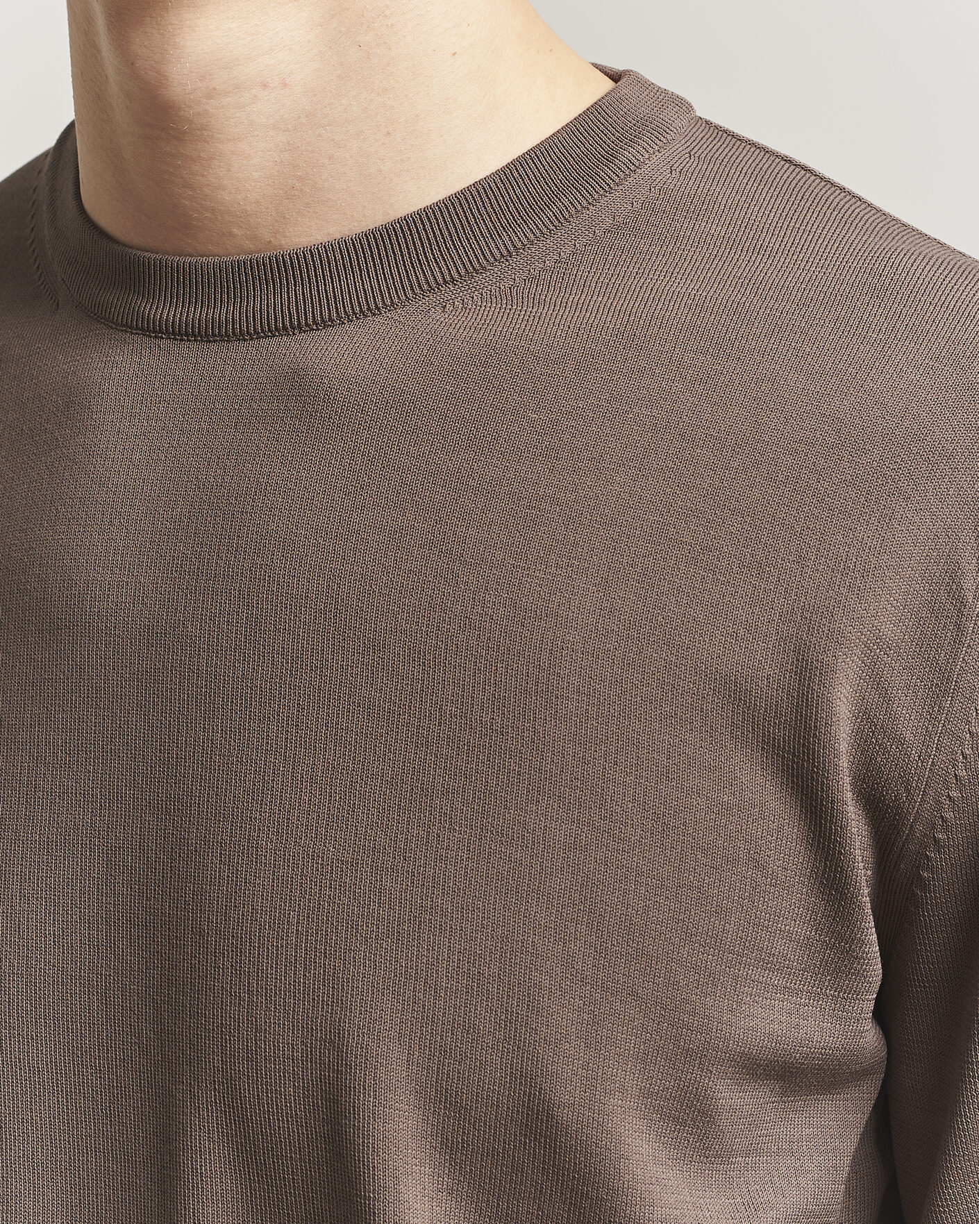 Mies | Puserot | Canali | Cotton Crew Neck Pullover Brown