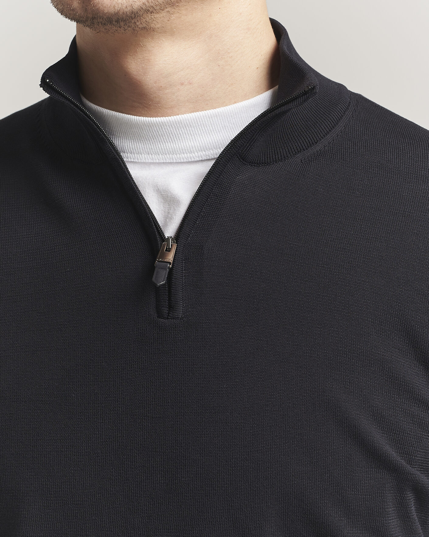 Mies | Puserot | Canali | Cotton Half Zip Black