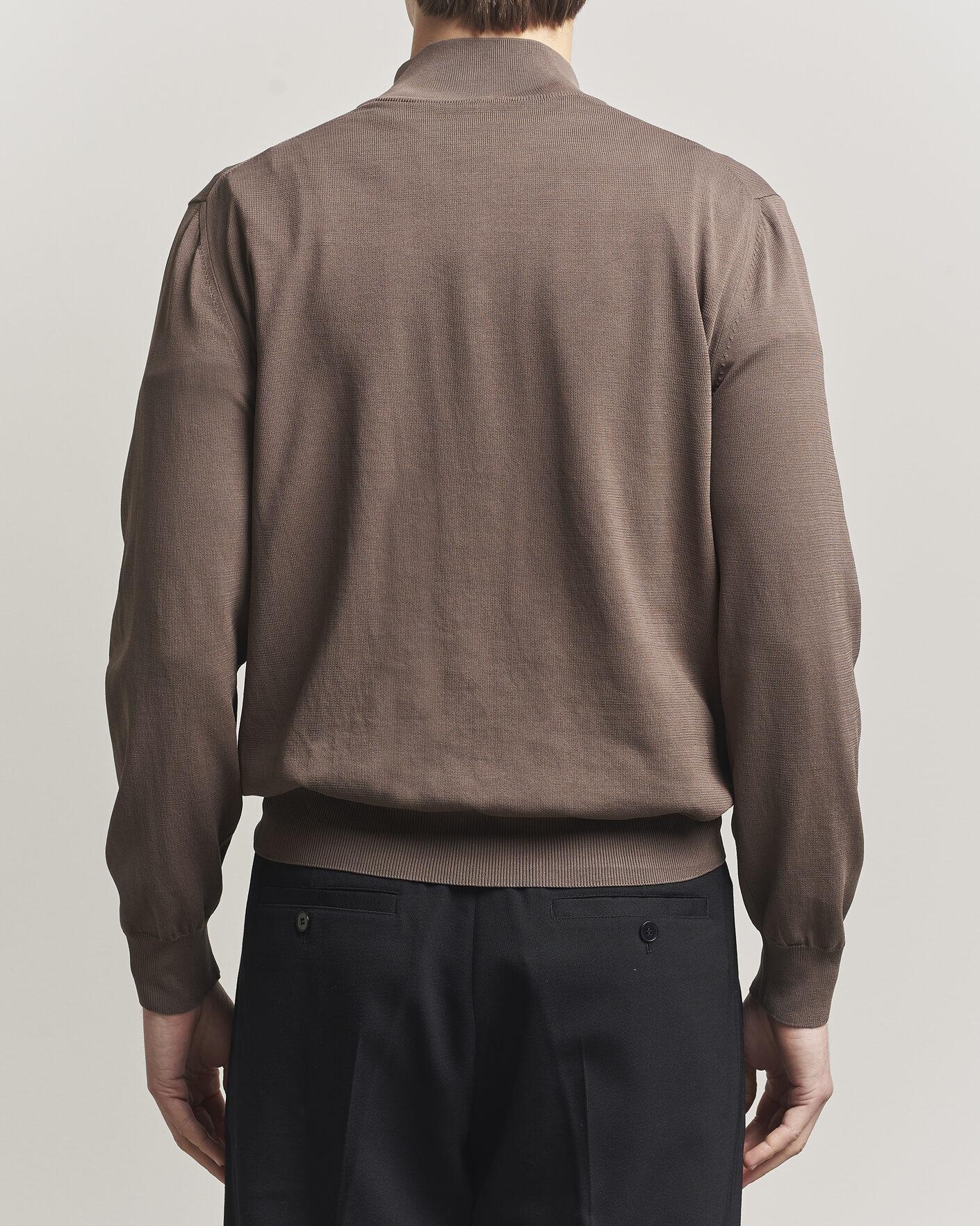 Mies | Puserot | Canali | Cotton Half Zip Brown