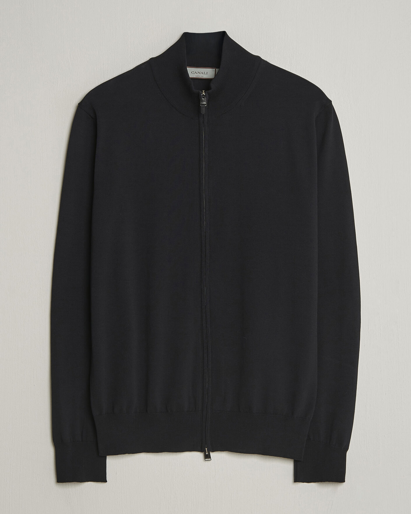 Mies | Puserot | Canali | Cotton Full Zip Black