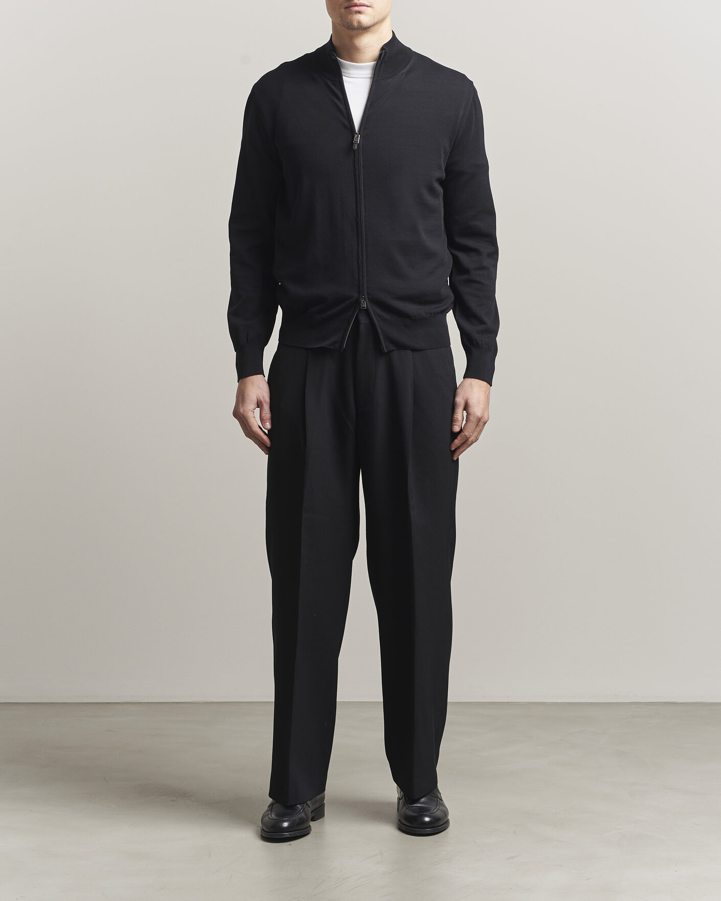 Mies | Puserot | Canali | Cotton Full Zip Black