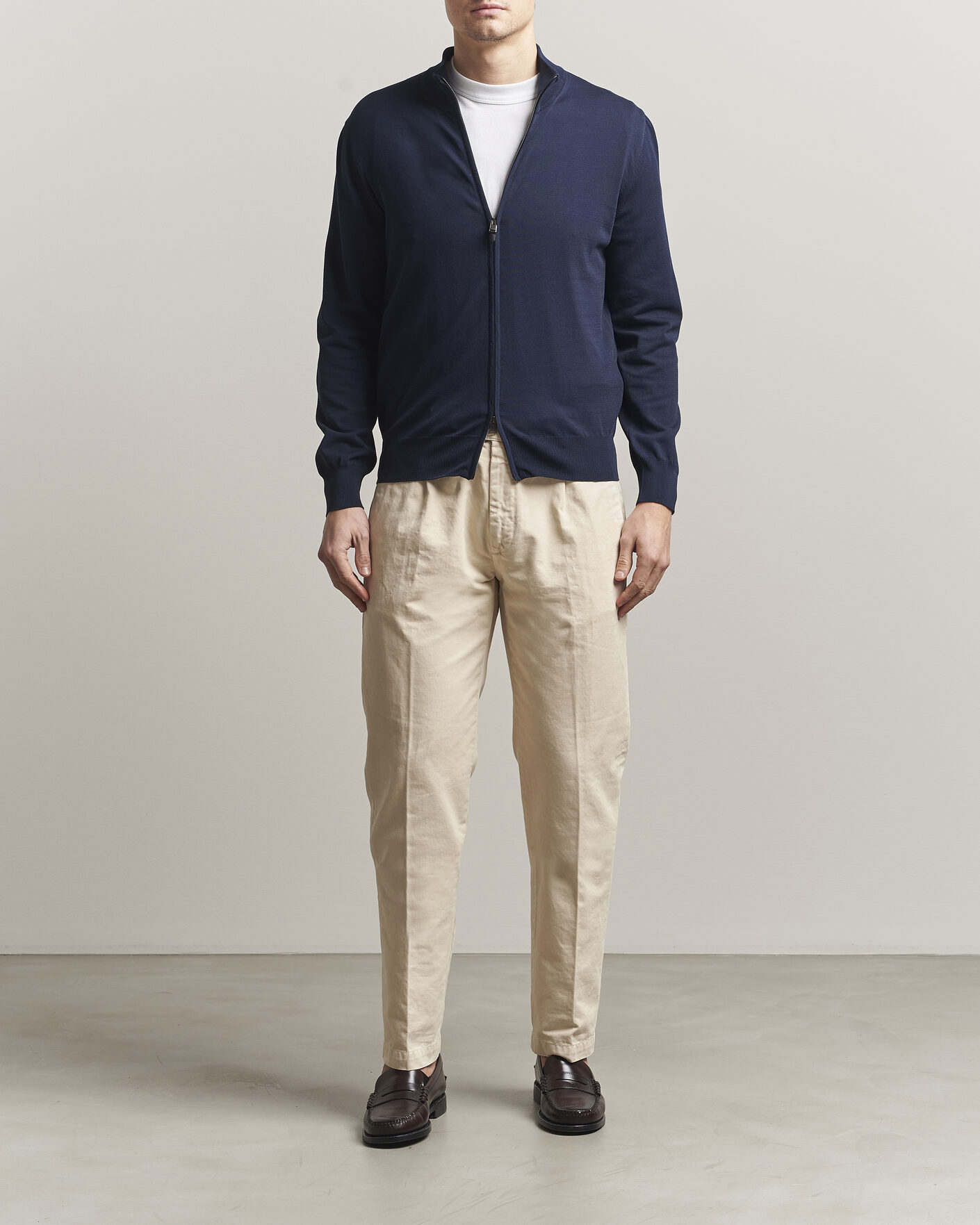 Mies | Puserot | Canali | Cotton Full Zip Navy