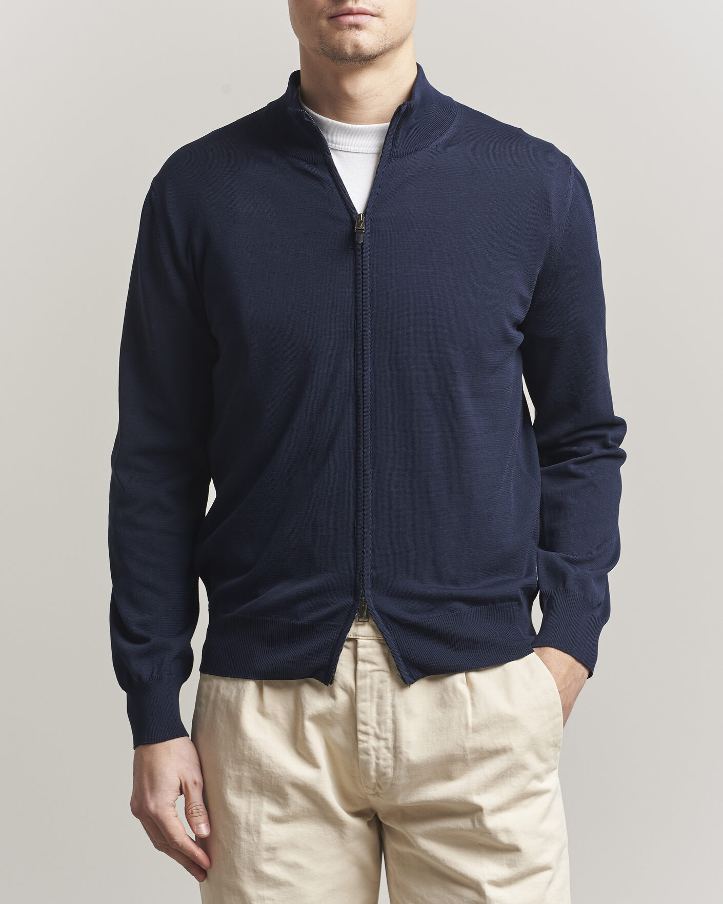 Mies | Puserot | Canali | Cotton Full Zip Navy