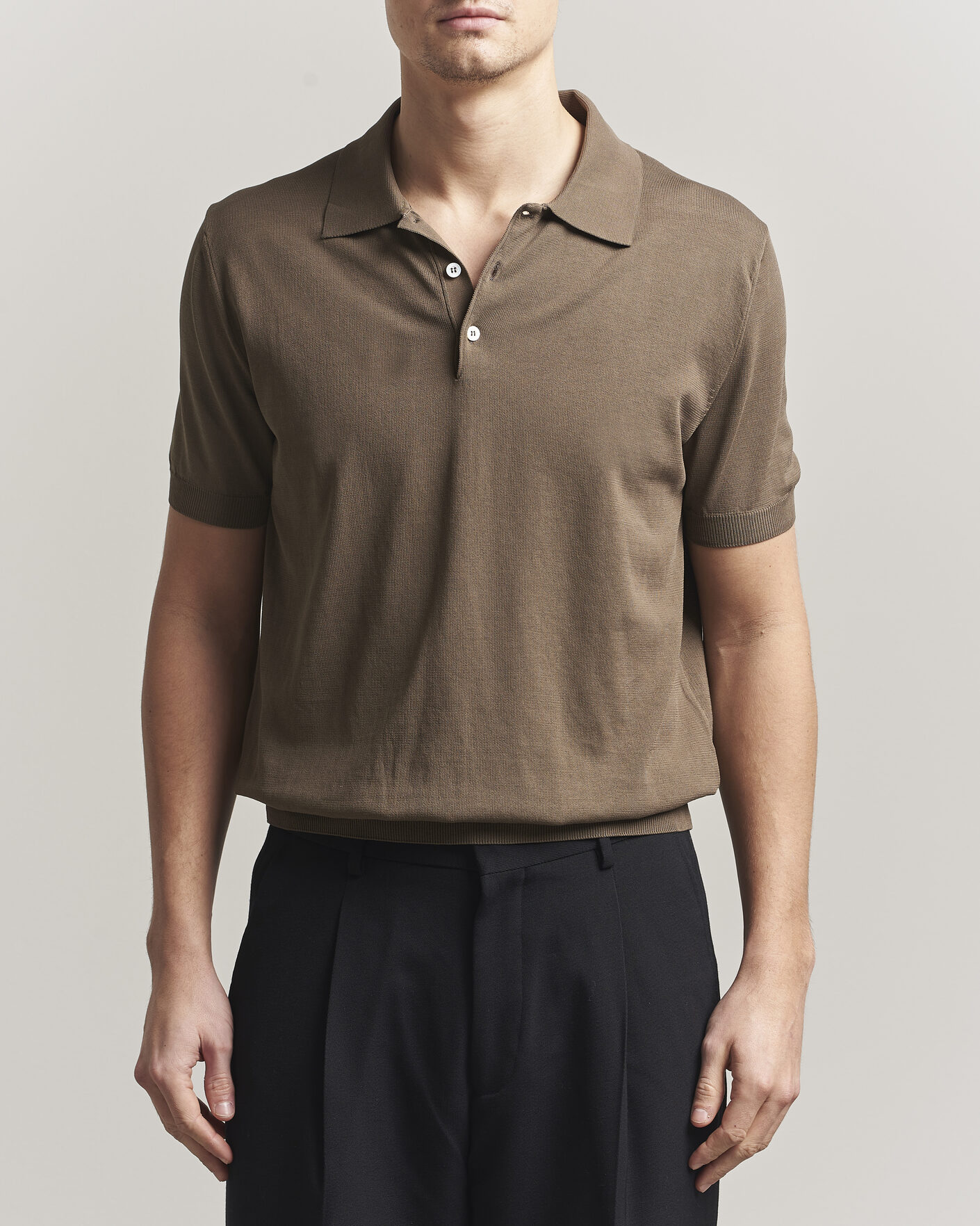 Mies | Pikeet | Canali | Cotton Short Sleeve Polo Brown