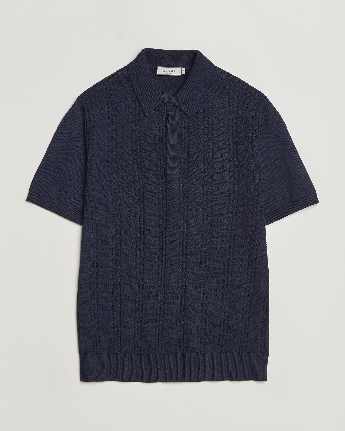 Mies | Pikeet | Canali | Jacquard Short Sleeve Polo Navy