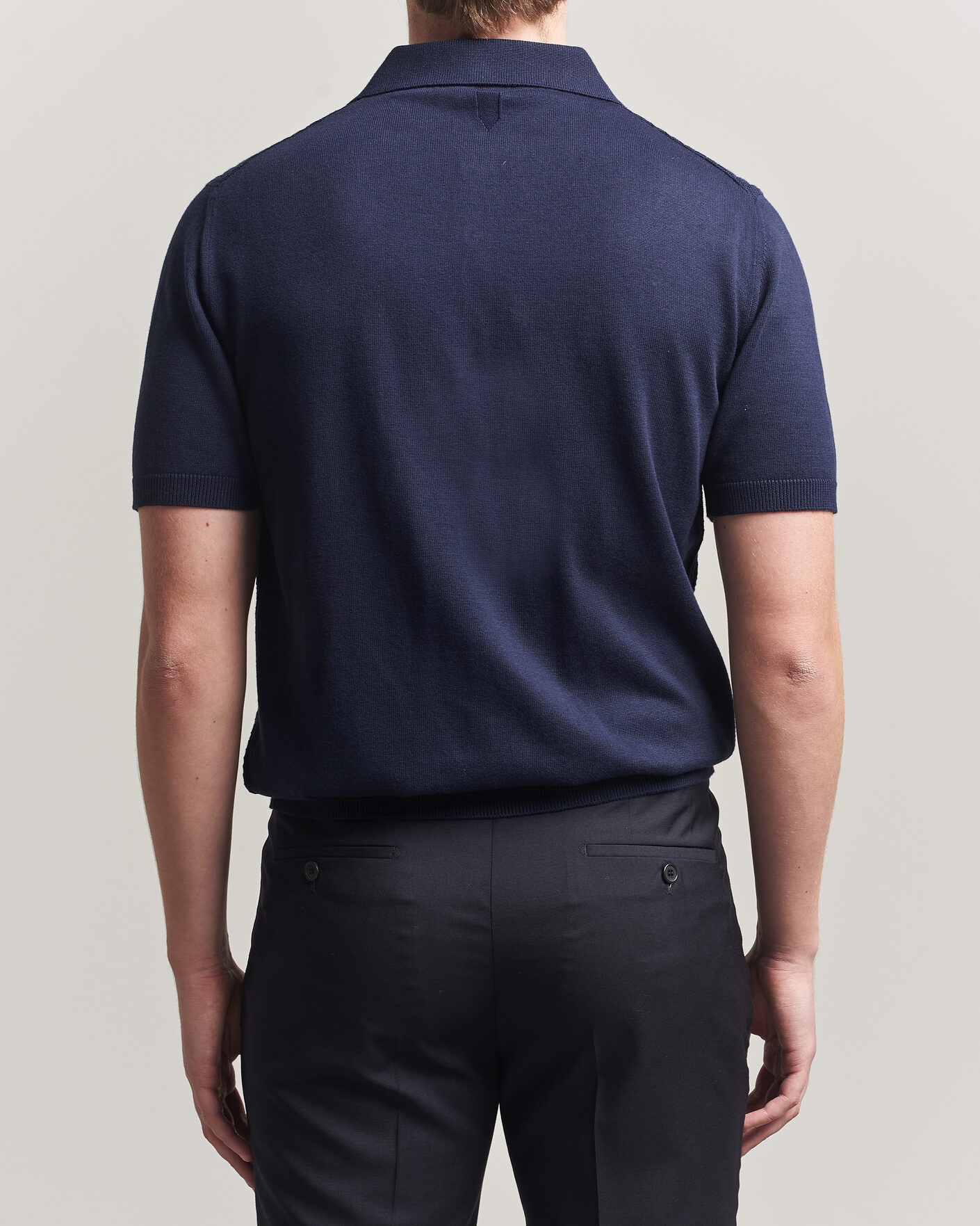 Mies | Pikeet | Canali | Jacquard Short Sleeve Polo Navy