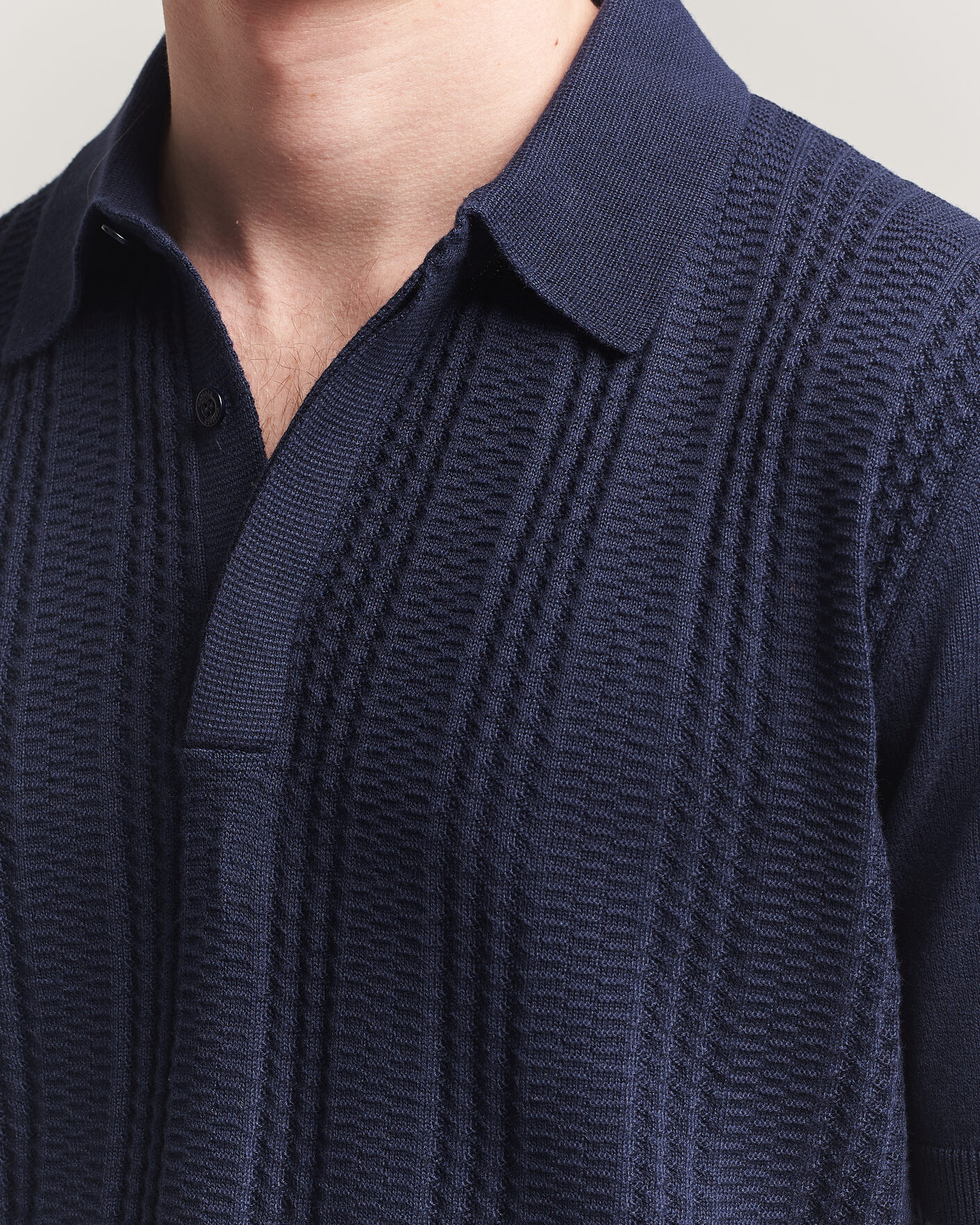 Mies | Pikeet | Canali | Jacquard Short Sleeve Polo Navy