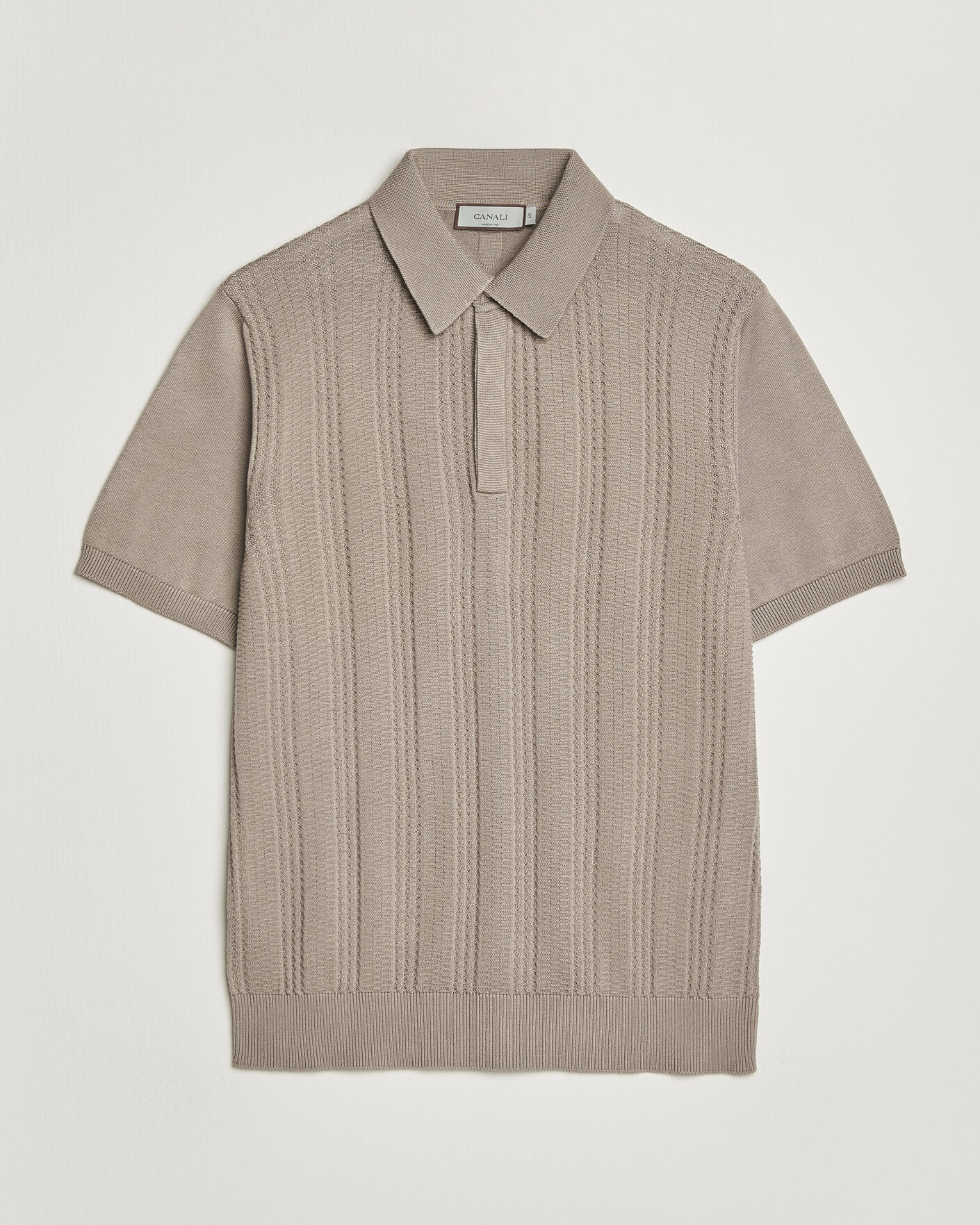 Mies | Pikeet | Canali | Jacquard Short Sleeve Polo Beige