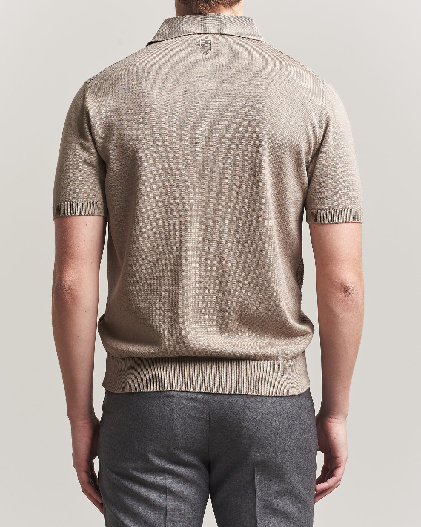 Mies | Pikeet | Canali | Jacquard Short Sleeve Polo Beige