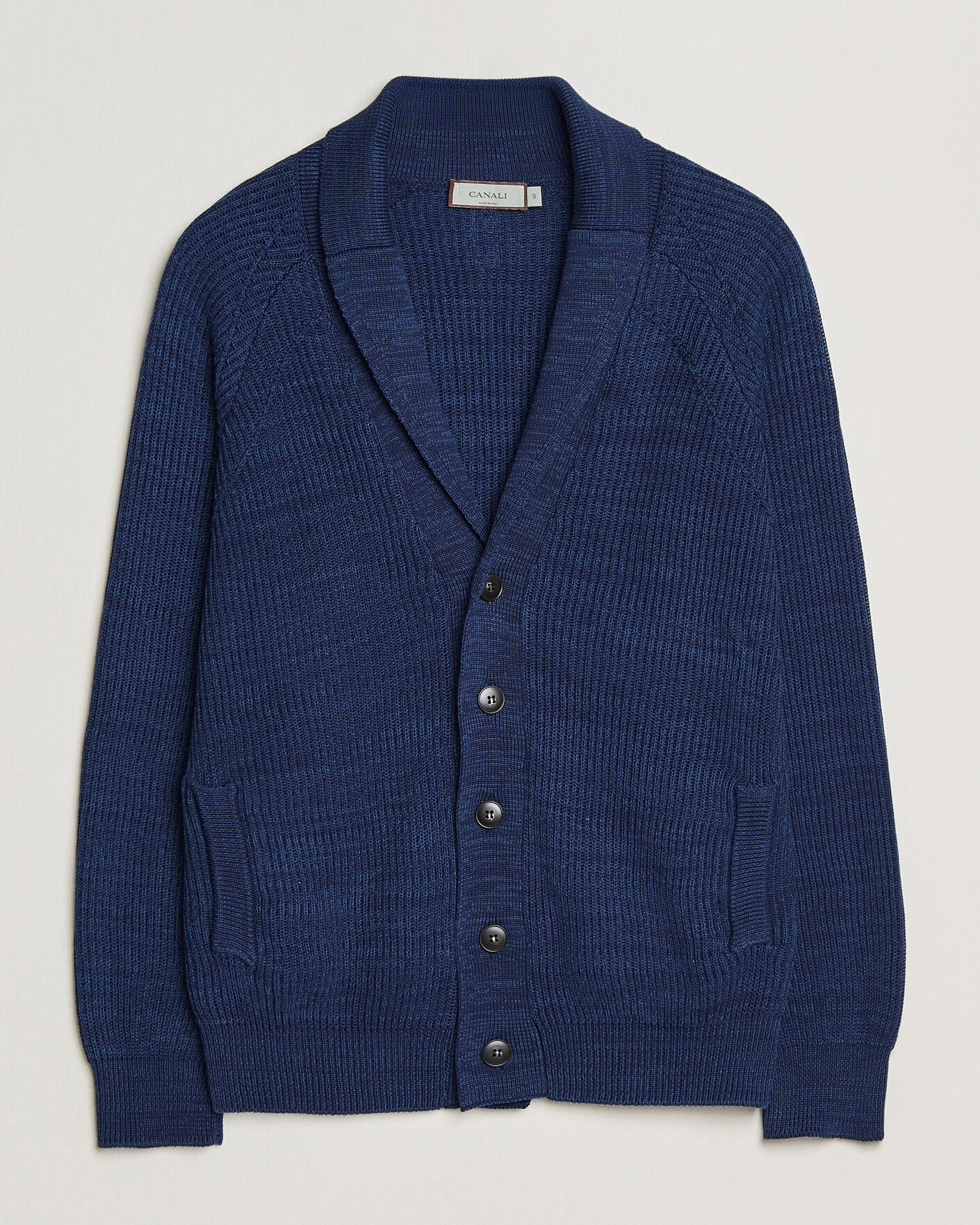 Mies | Puserot | Canali | Rib Knit Shawl Cardigan Navy