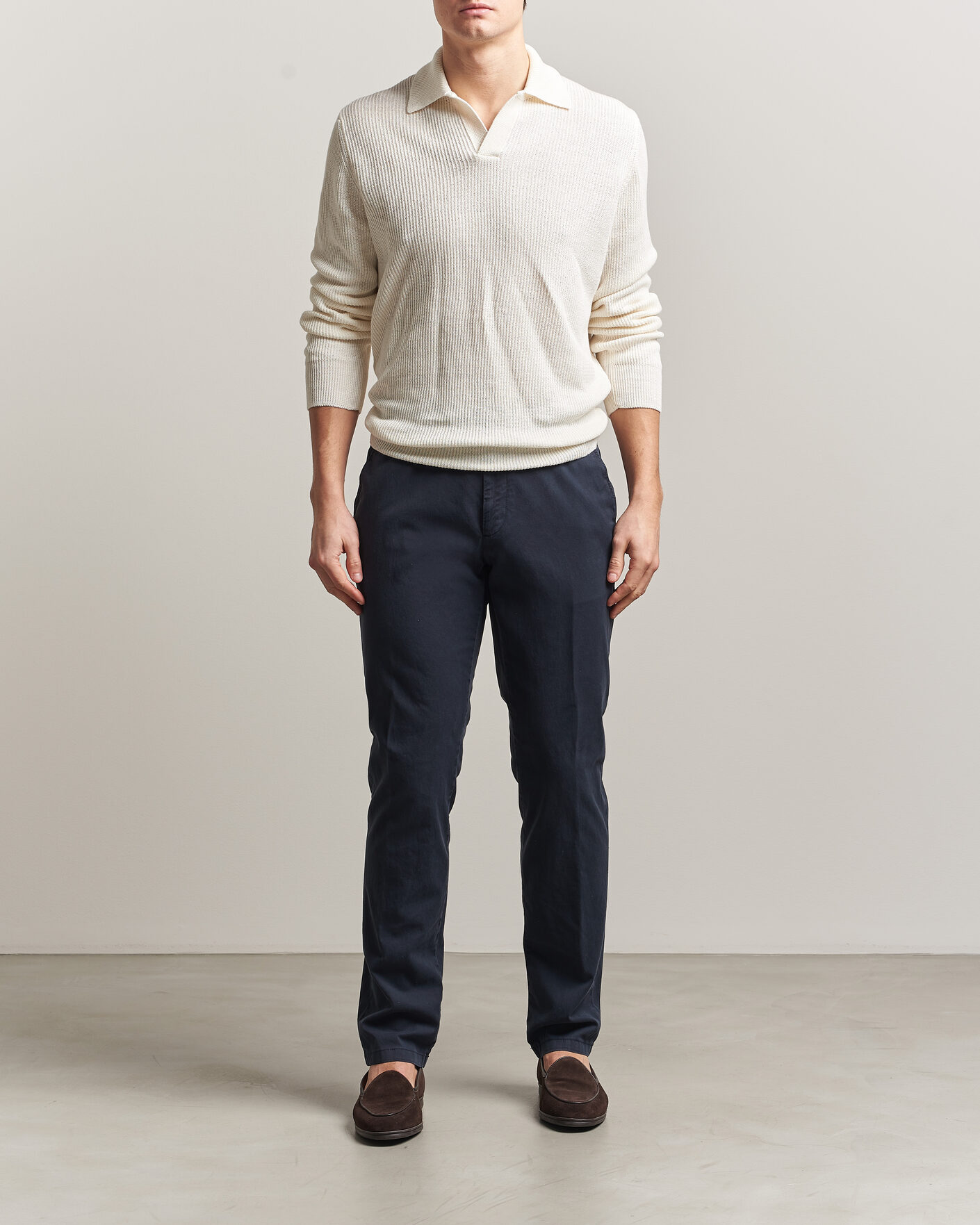 Mies | Housut | Canali | Regular Fit Cotton/Stretch Chinos Navy