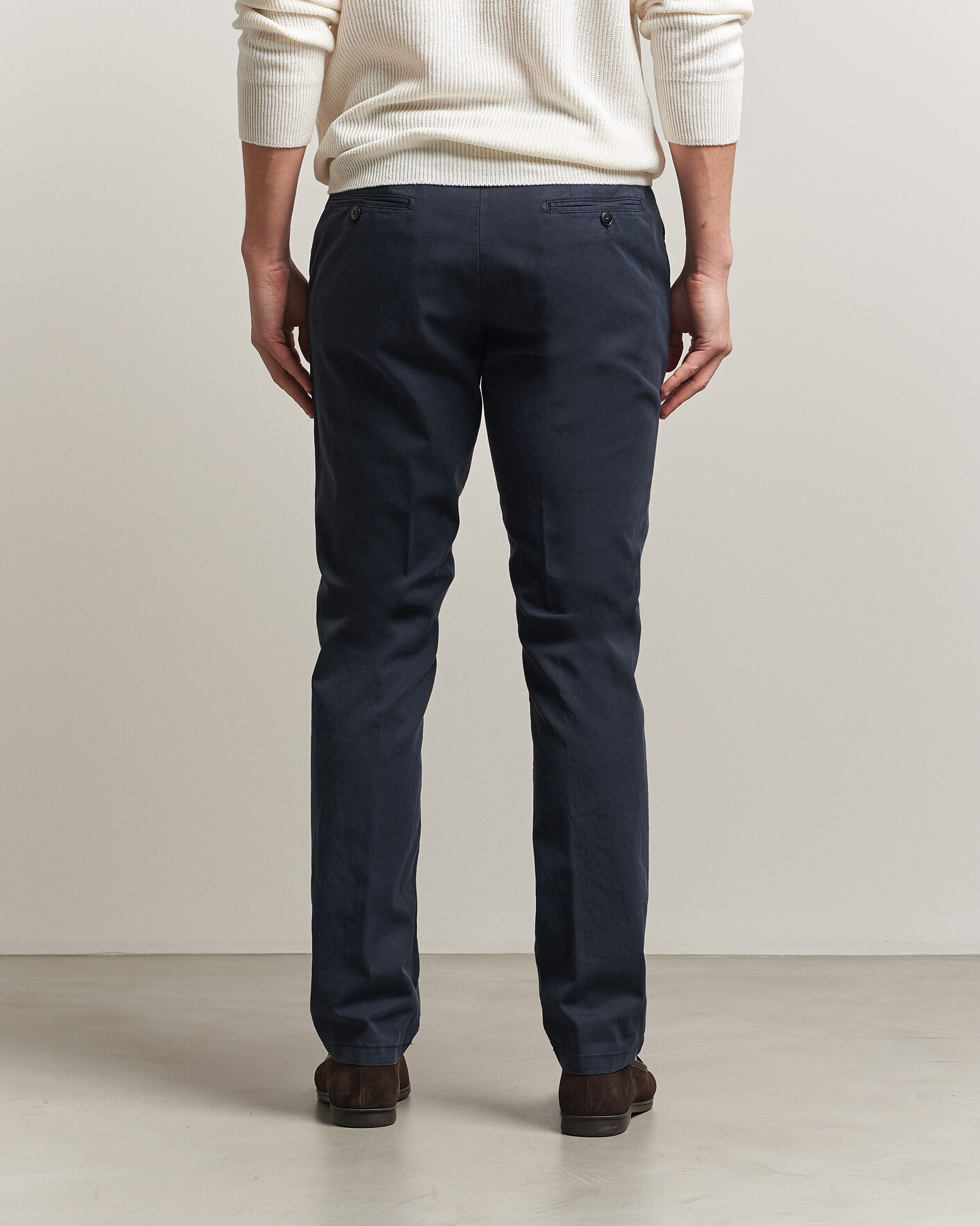 Mies | Housut | Canali | Regular Fit Cotton/Stretch Chinos Navy
