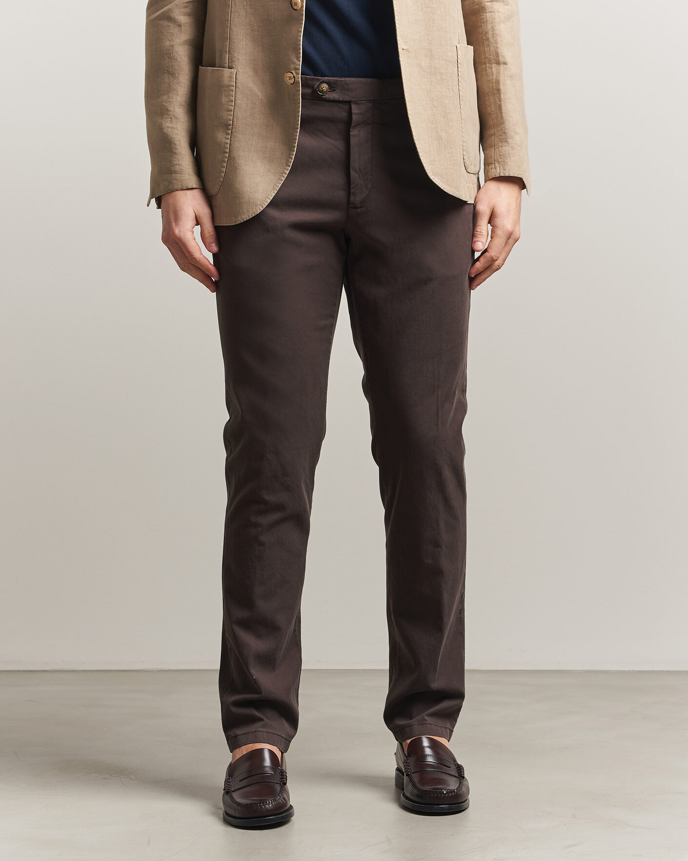 Mies | Housut | Canali | Regular Fit Cotton/Stretch Chinos Dark Brown