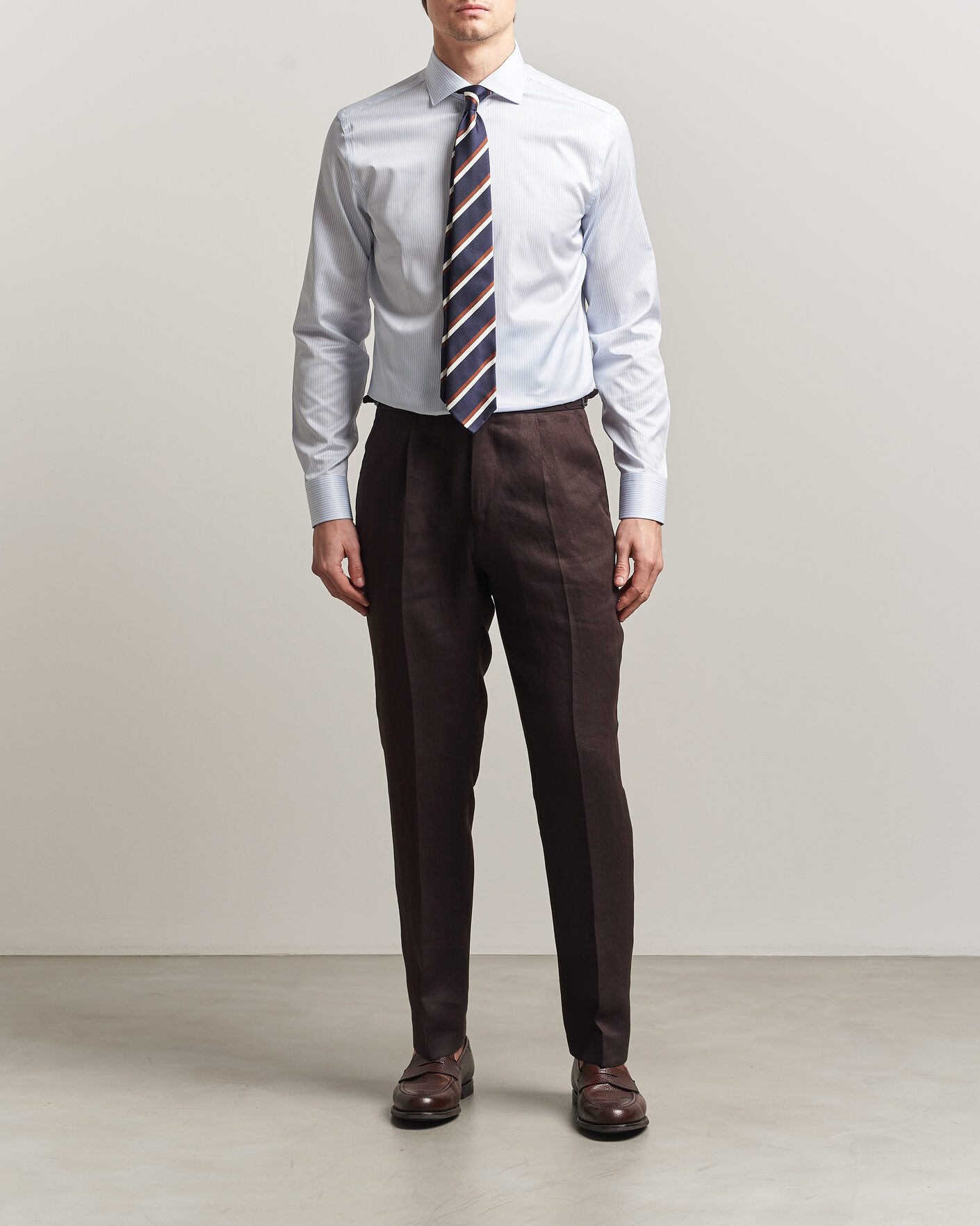 Mies | Kauluspaidat | Canali | Slim Fit Impeccabile Shirt Light Blue Stripe