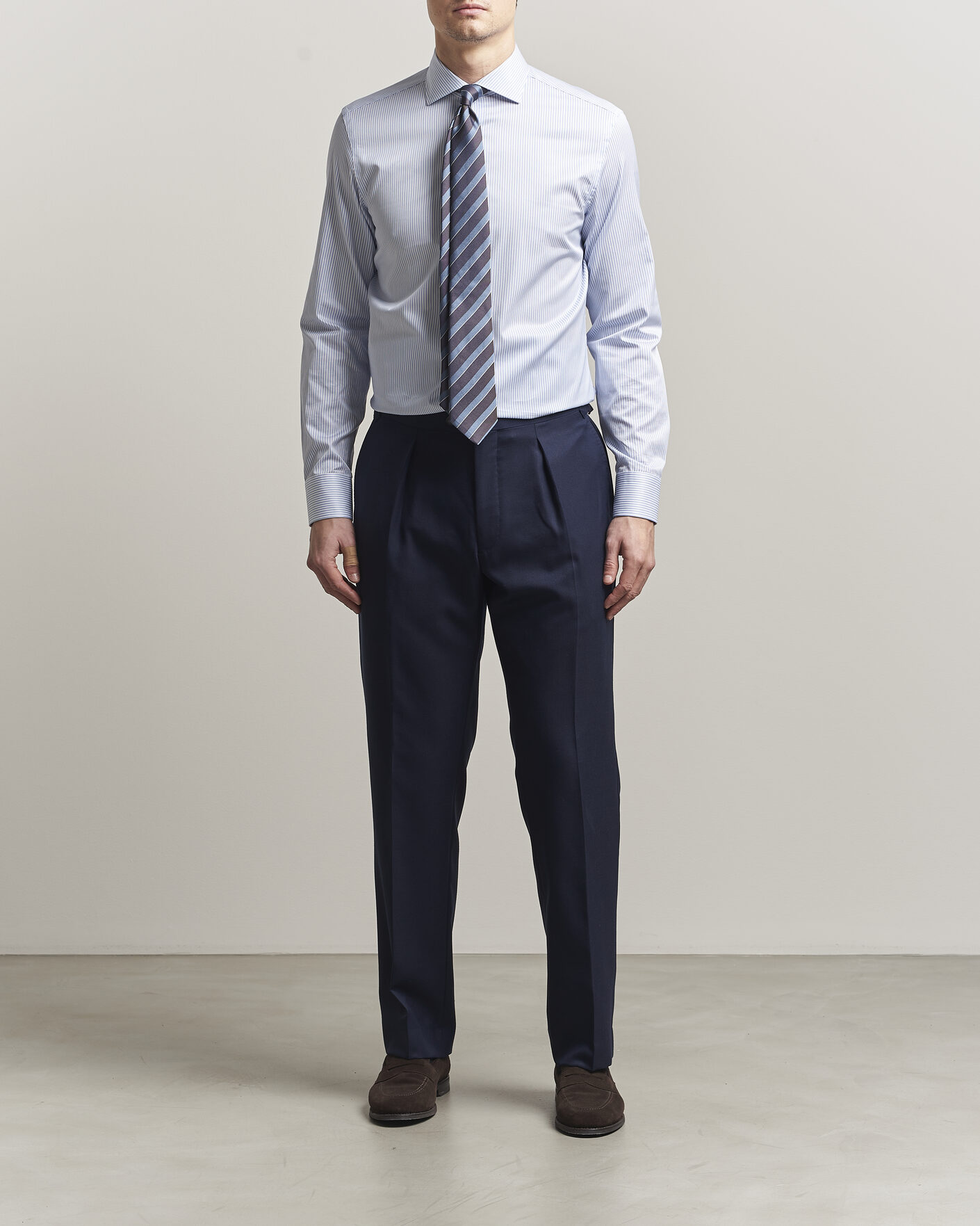 Mies | Kauluspaidat | Canali | Slim Fit Impeccabile Shirt Blue Stripe