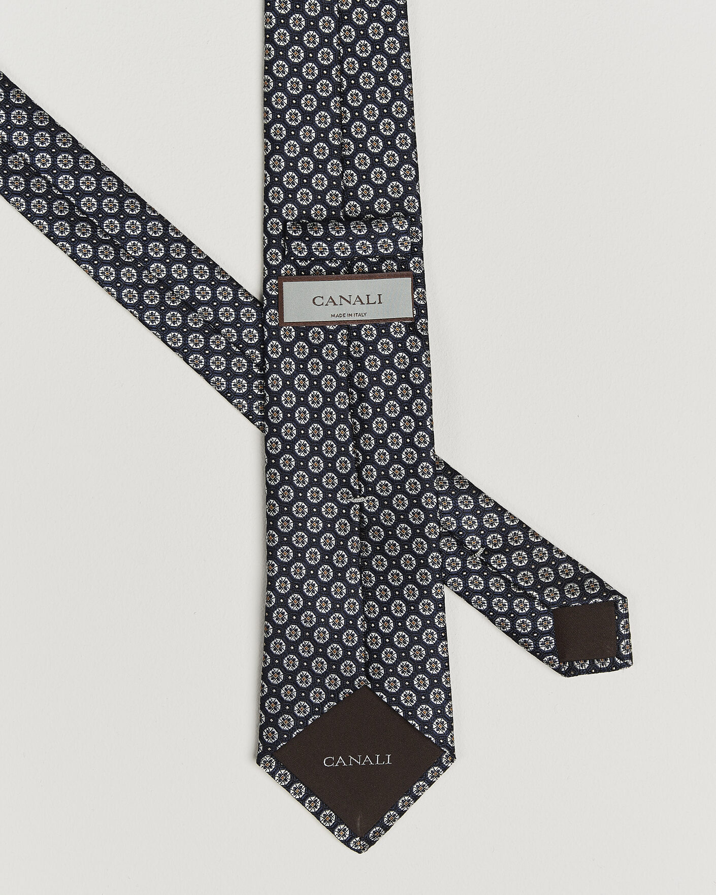 Mies | Solmiot | Canali | Jacquard Flower Silk Tie Navy