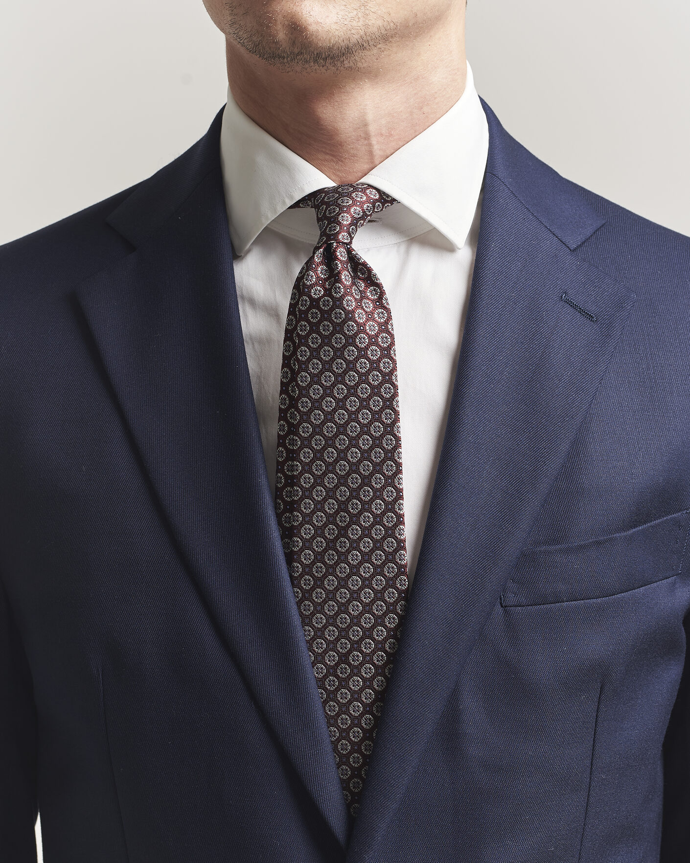 Mies | Solmiot | Canali | Jacquard Flower Silk Tie Burgundy