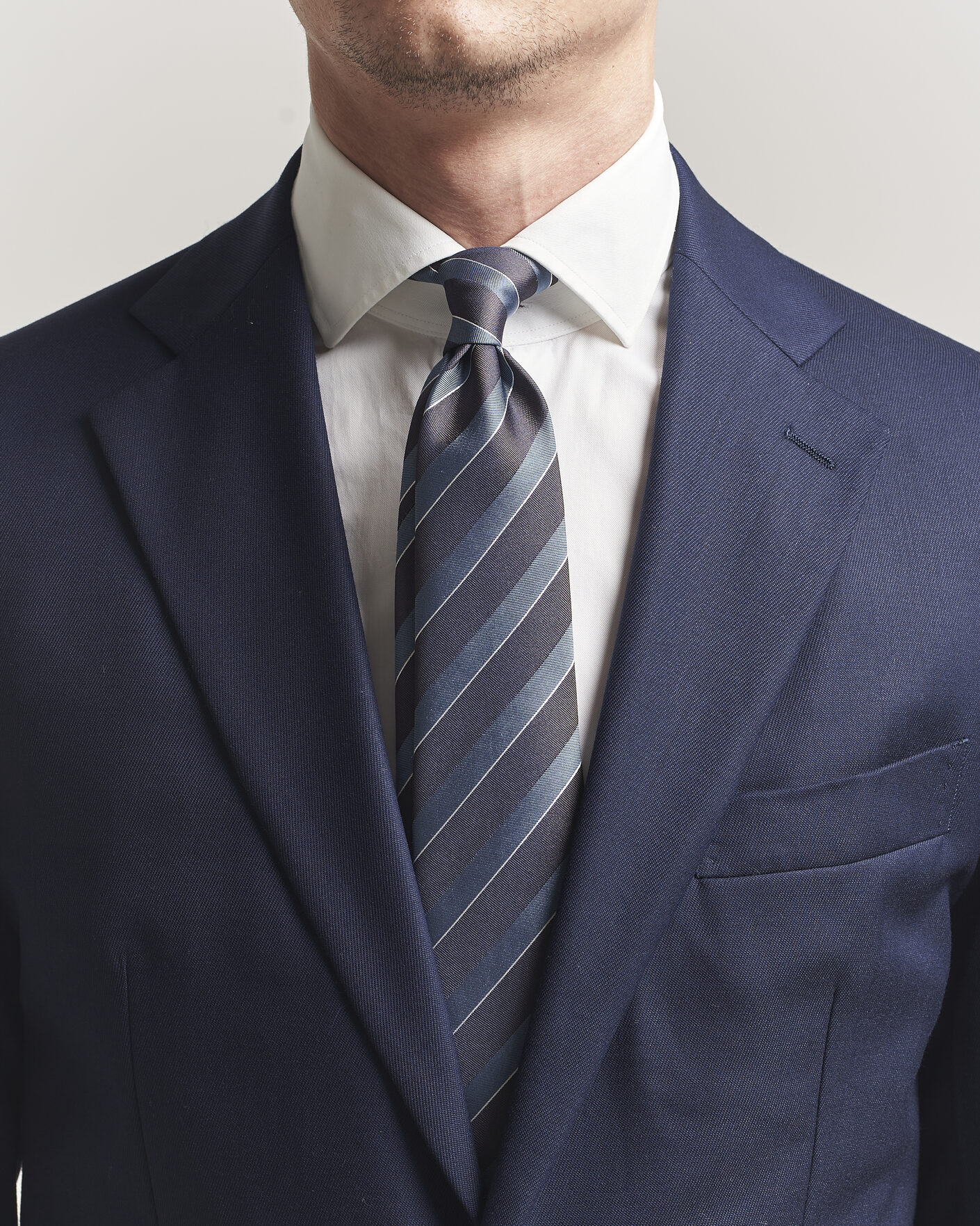 Mies | Solmiot | Canali | Regimental Stripe Silk Tie Brown/Blue