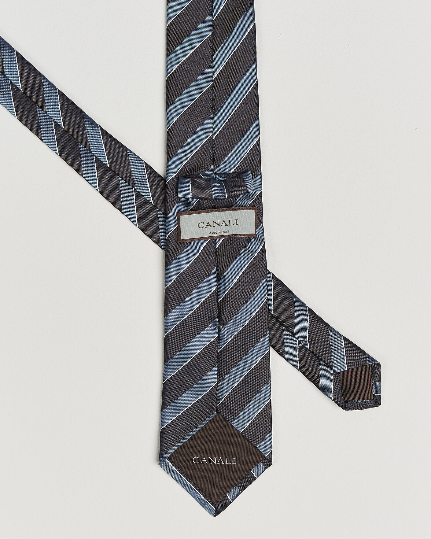 Mies | Solmiot | Canali | Regimental Stripe Silk Tie Brown/Blue