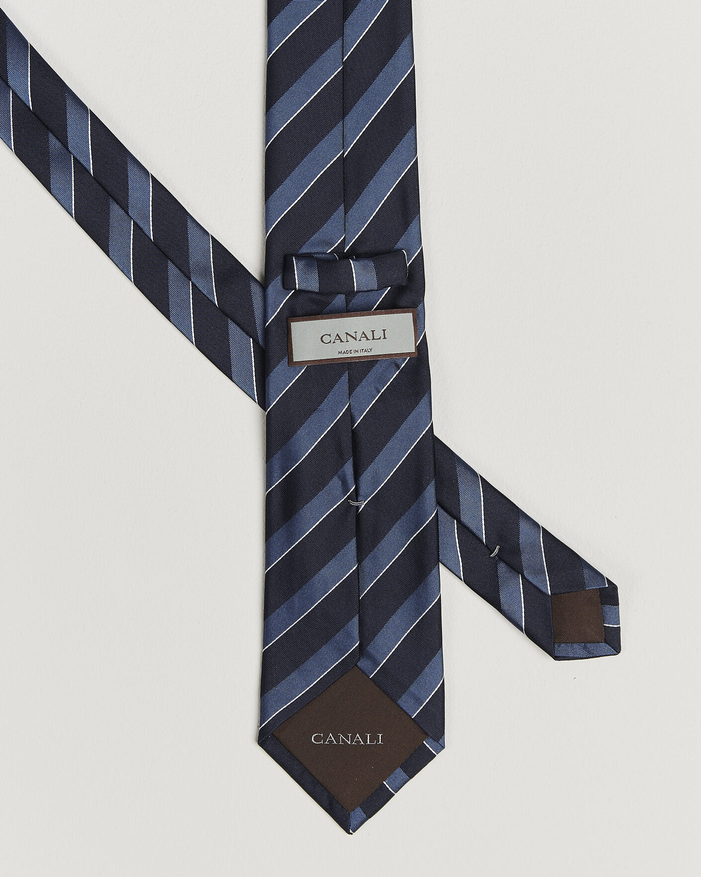 Mies | Solmiot | Canali | Regimental Stripe Silk Tie Navy/Blue