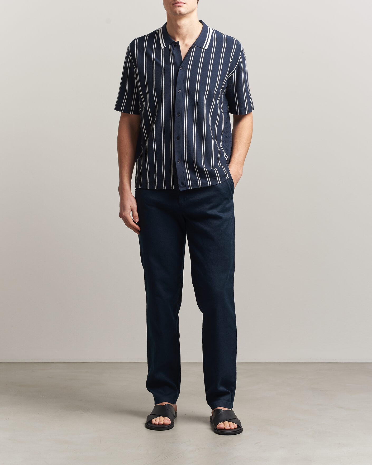Mies | Housut | J.Lindeberg | Logan Stretch Linen Pants JL Navy
