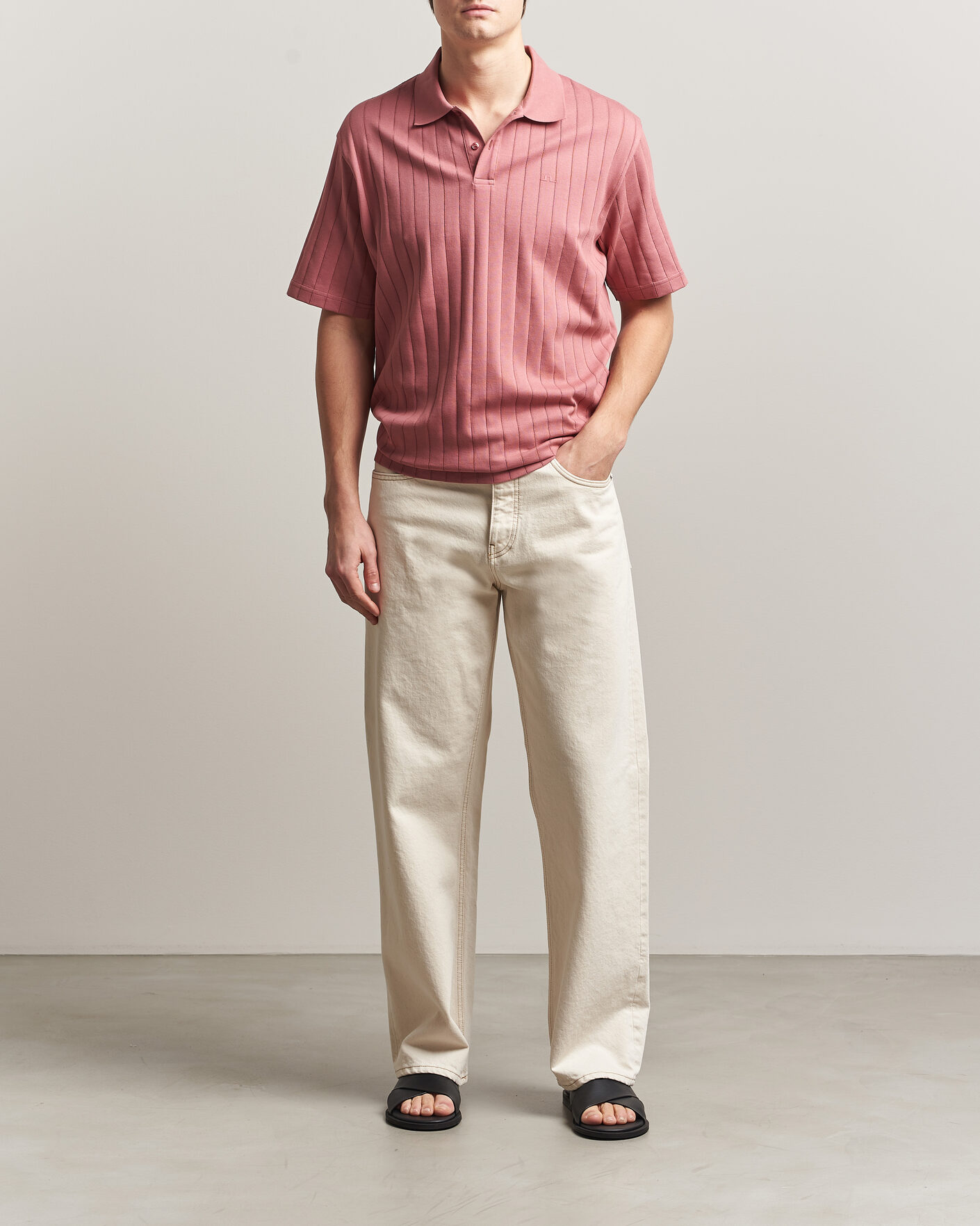 Mies | Pikeet | J.Lindeberg | Simon Striped Polo Withered Rose