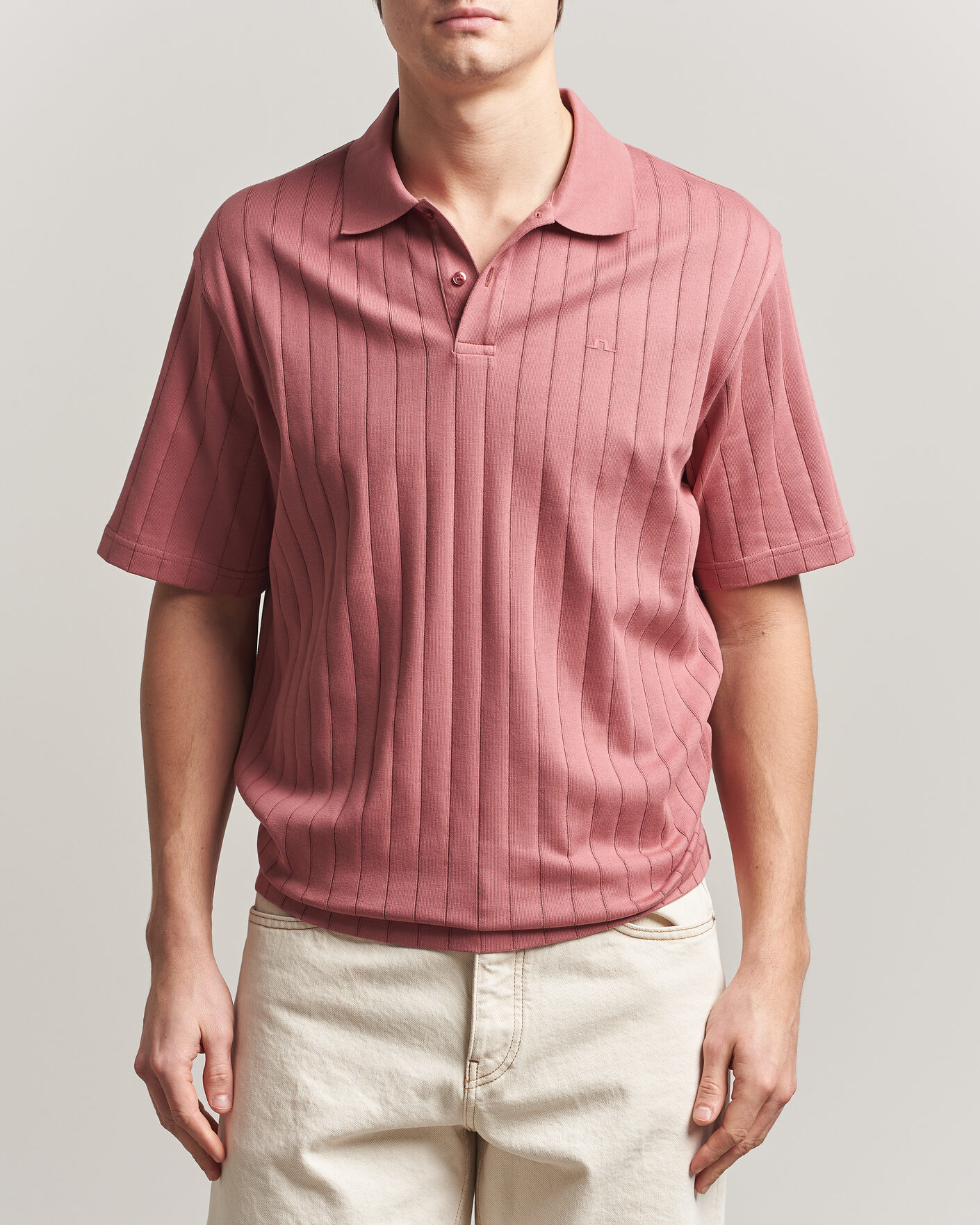 Mies | Pikeet | J.Lindeberg | Simon Striped Polo Withered Rose